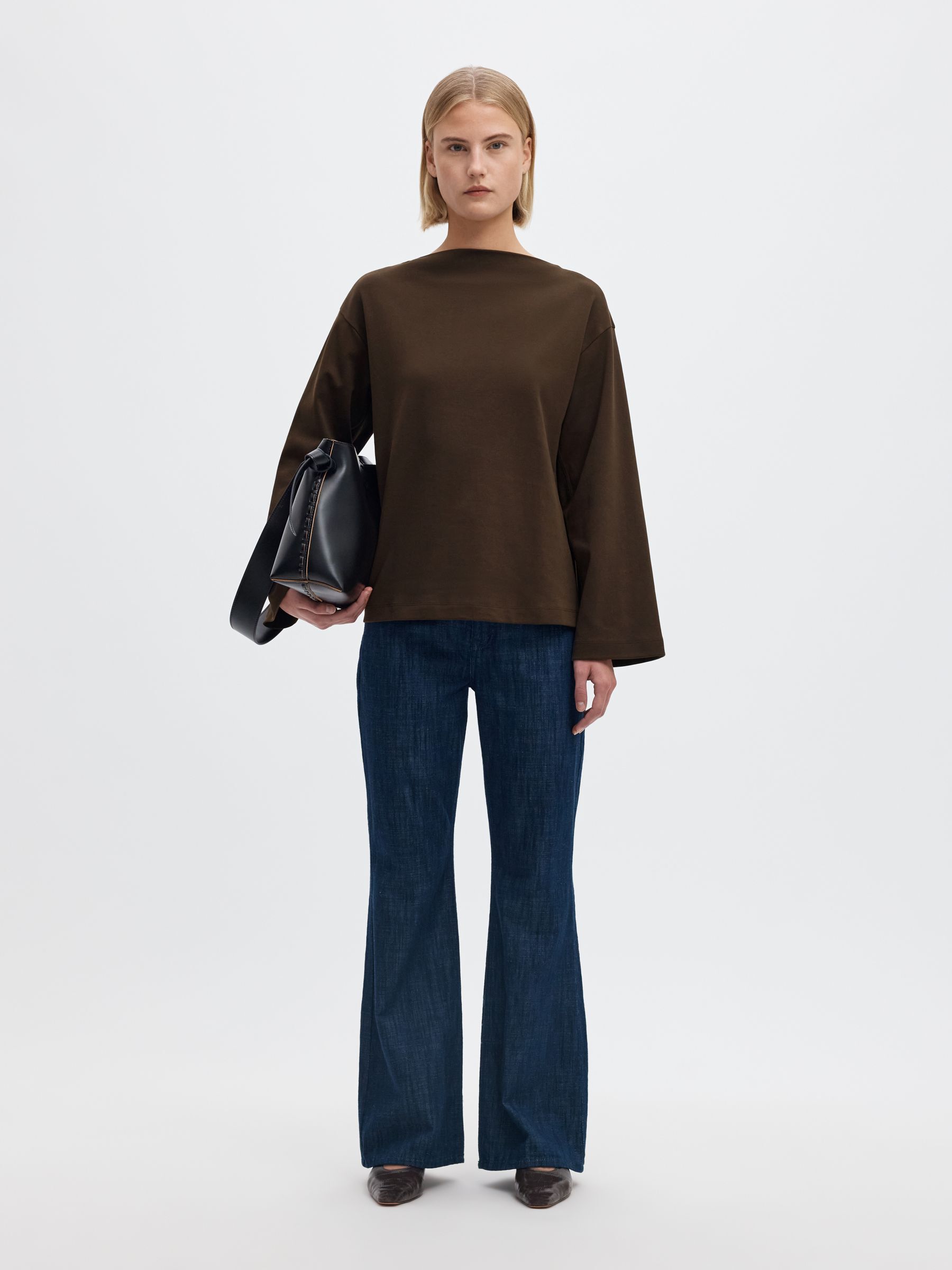 BOAT NECK COTTON LONG-SLEEVED T-SHIRT