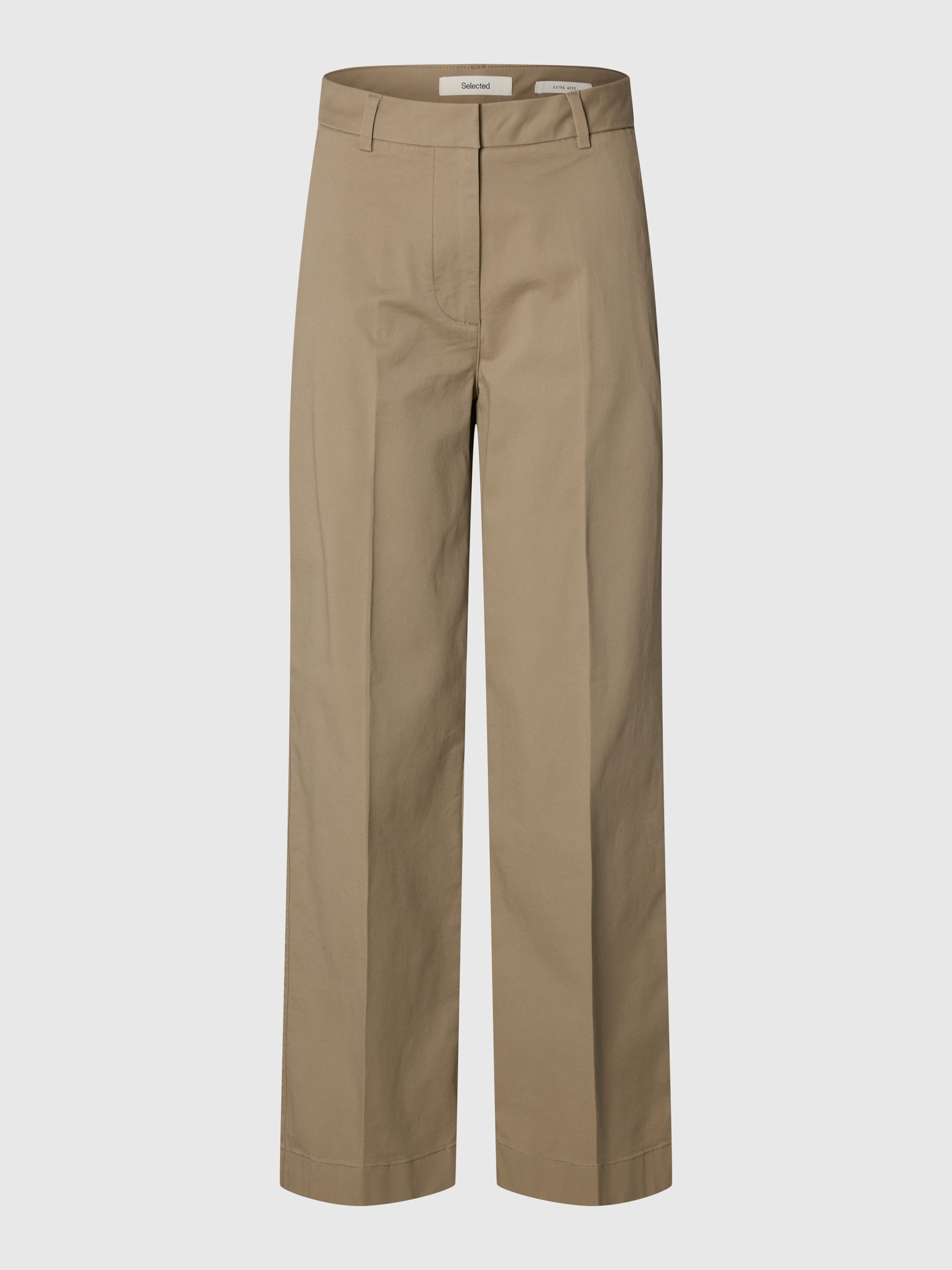 COTTON BLEND WIDE-LEG TROUSERS