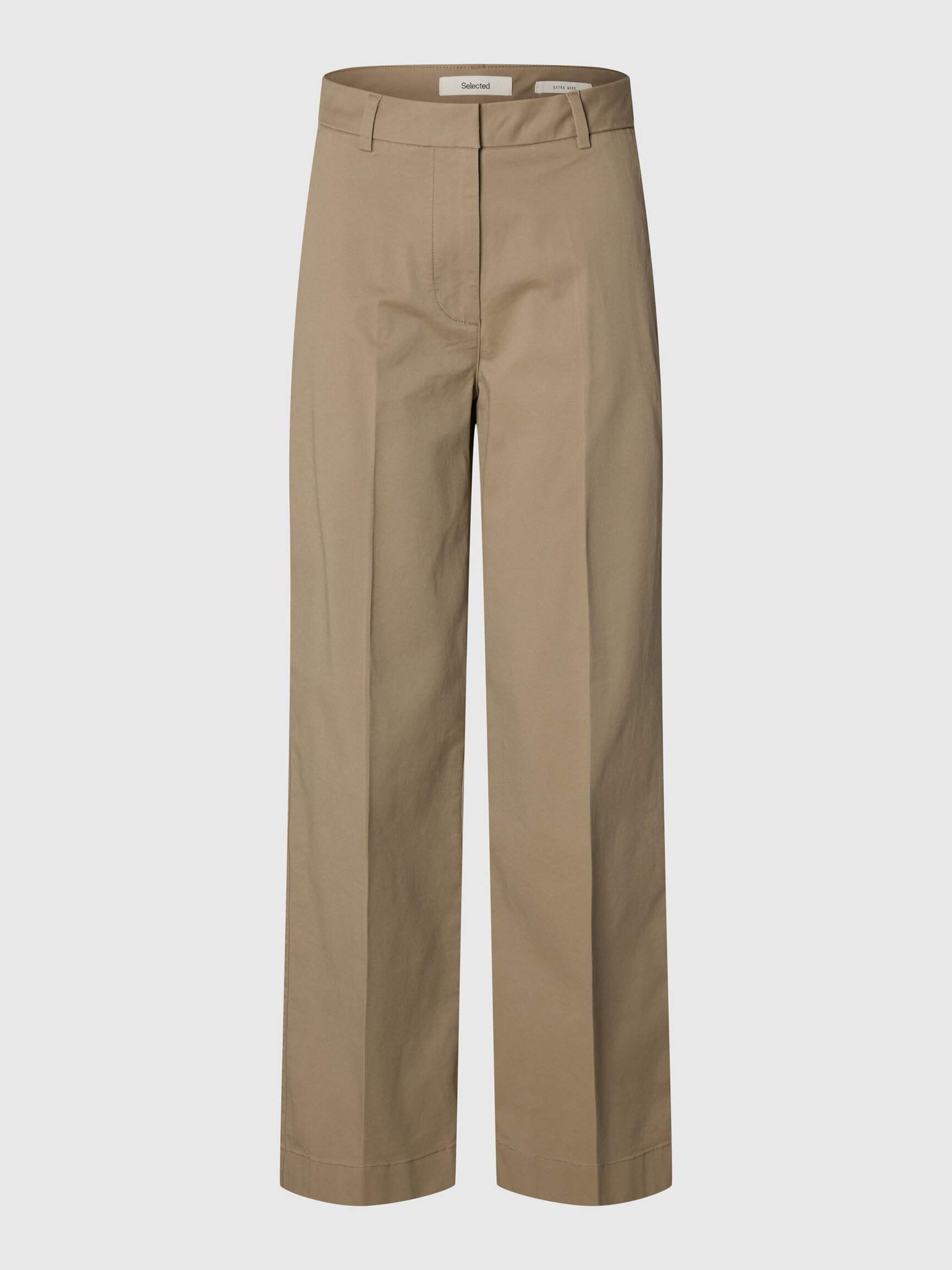 COTTON BLEND WIDE-LEG TROUSERS