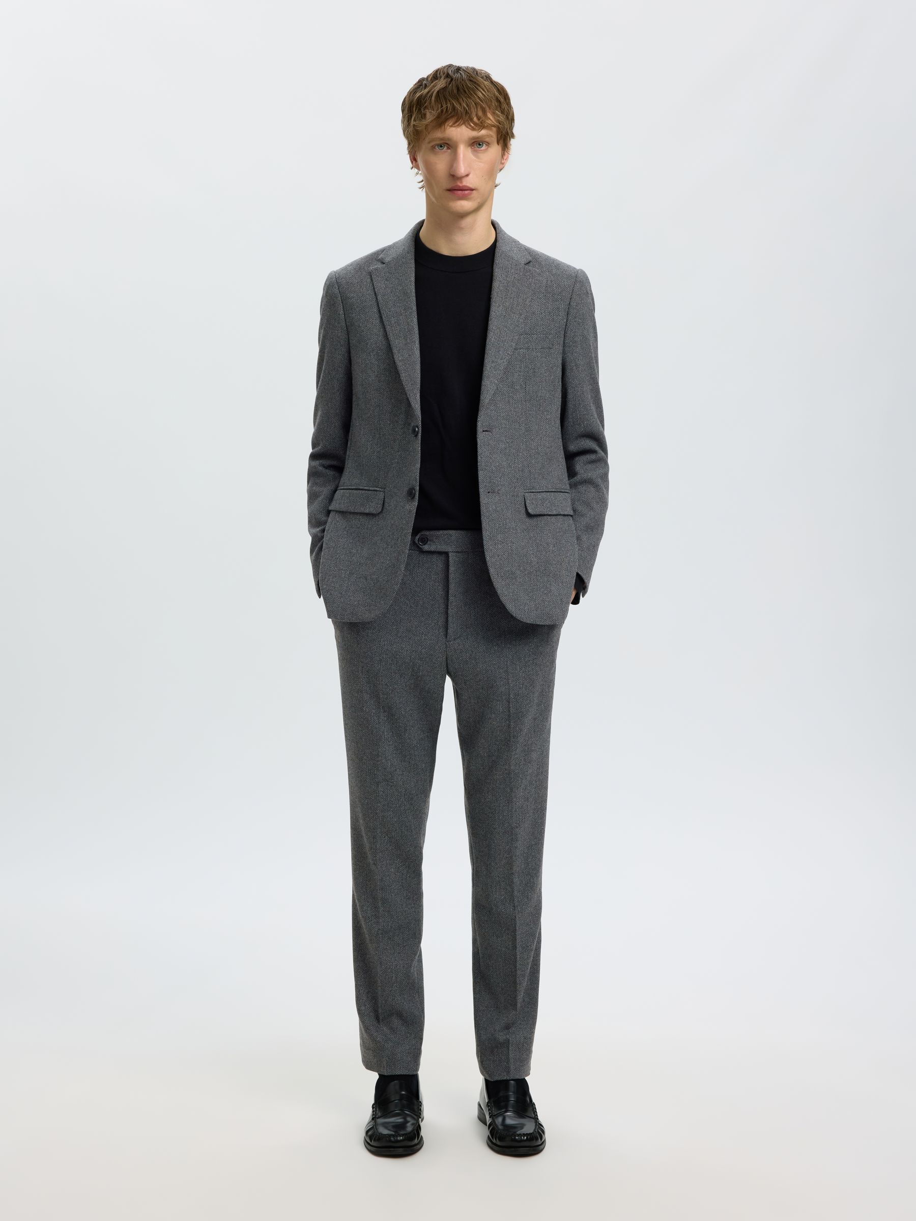 CHECKED WOOL BLEND TROUSERS