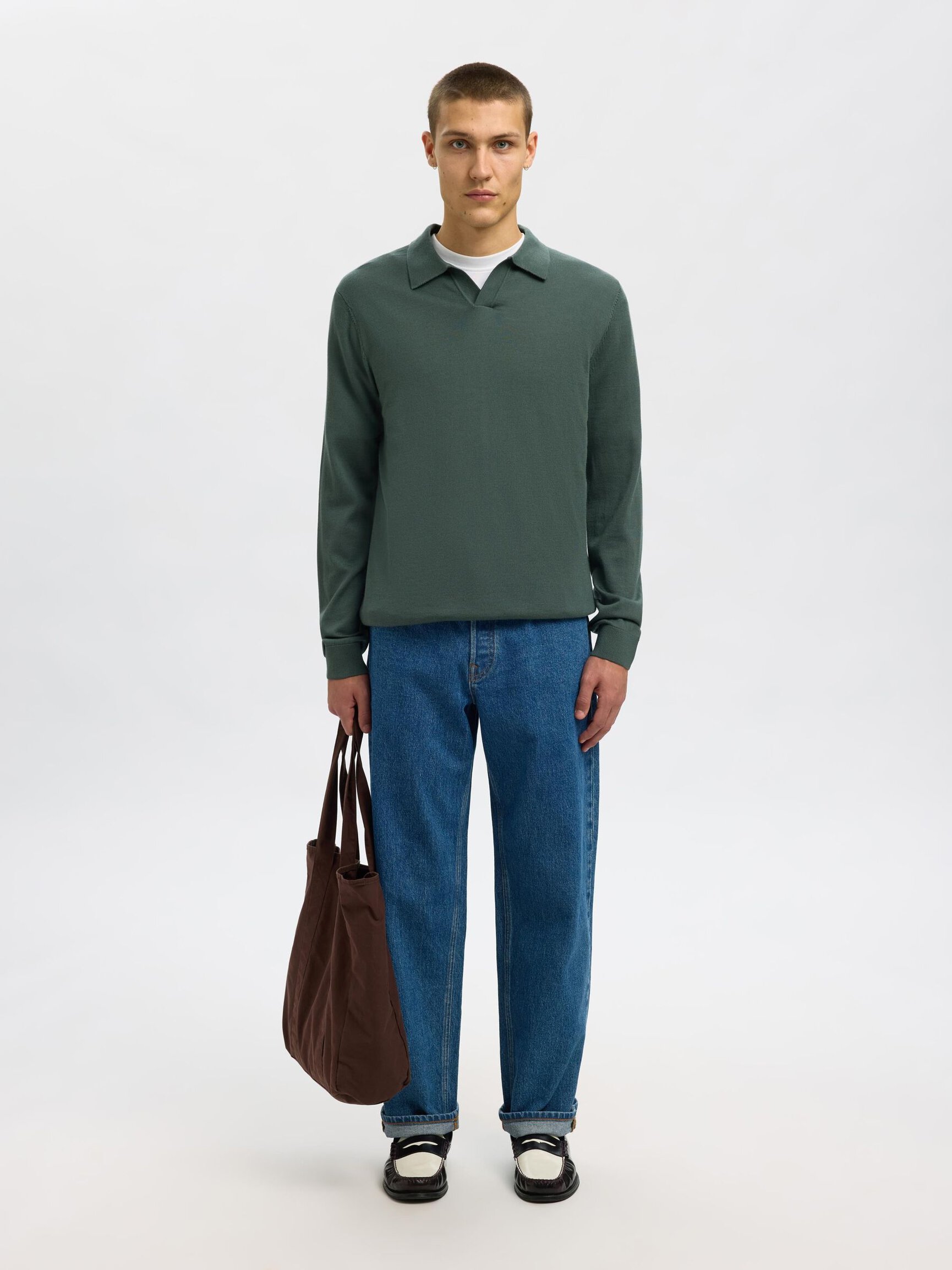 100% MERINO WOOL KNITTED POLO SHIRT