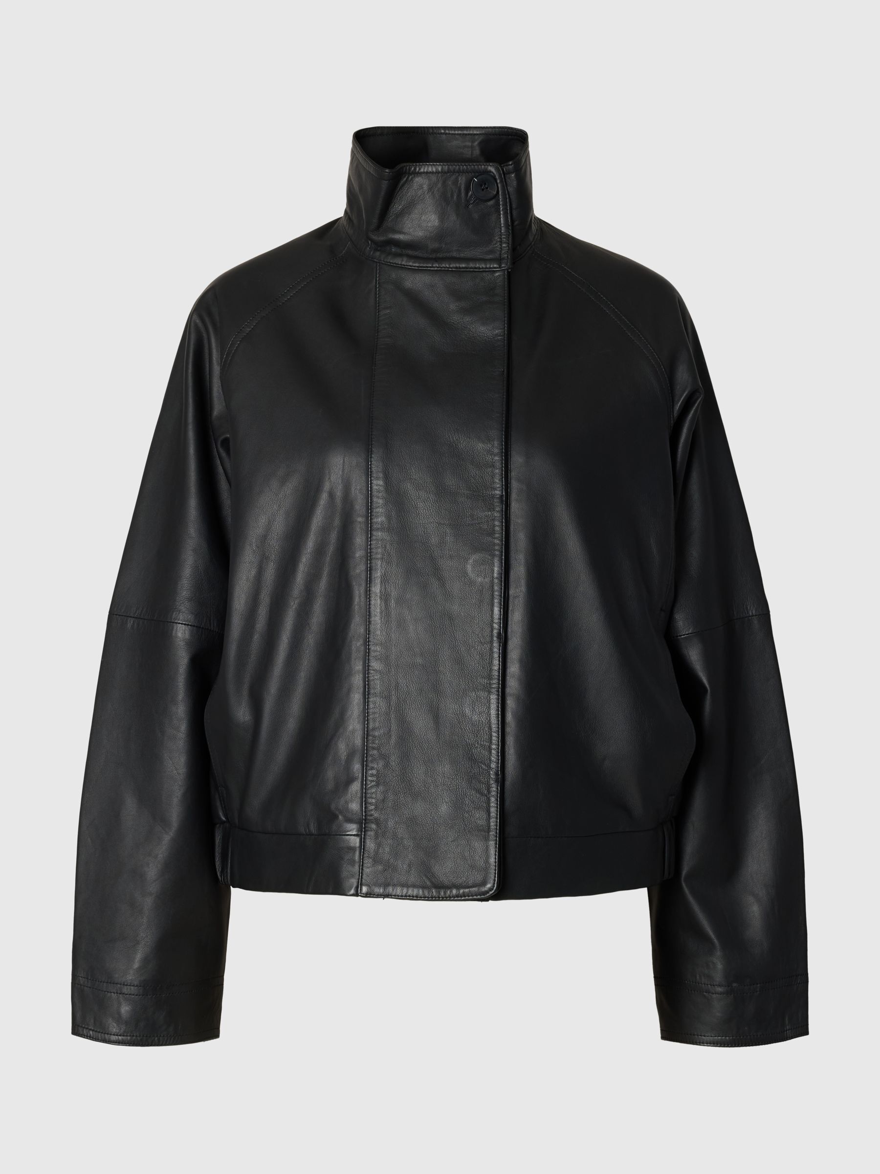 HIGH NECK LEATHER JACKET