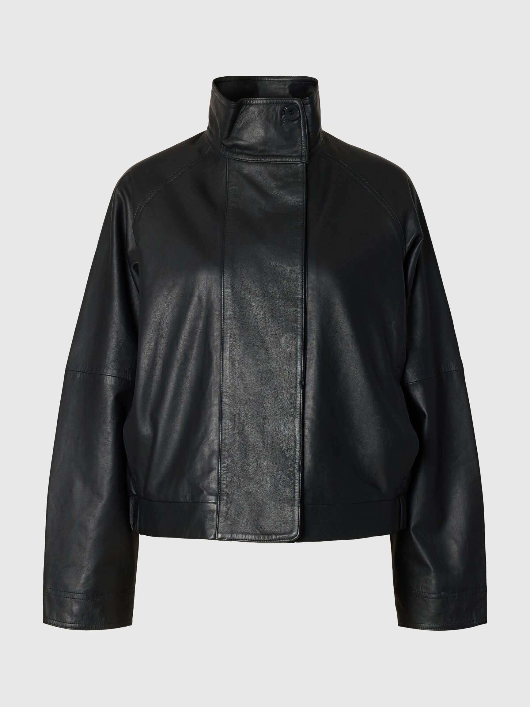 HIGH NECK LEATHER JACKET
