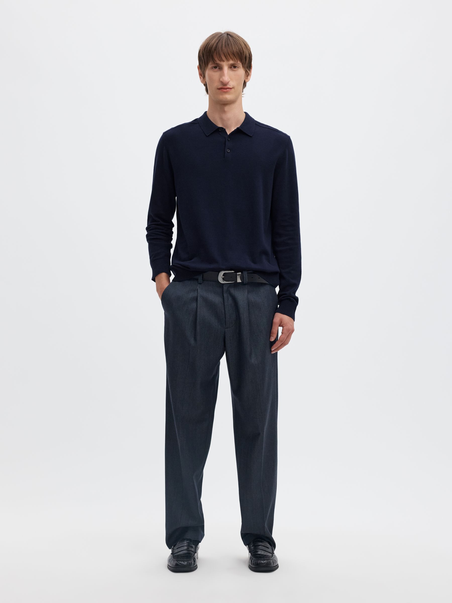 KNITTED LONG-SLEEVED POLO SHIRT