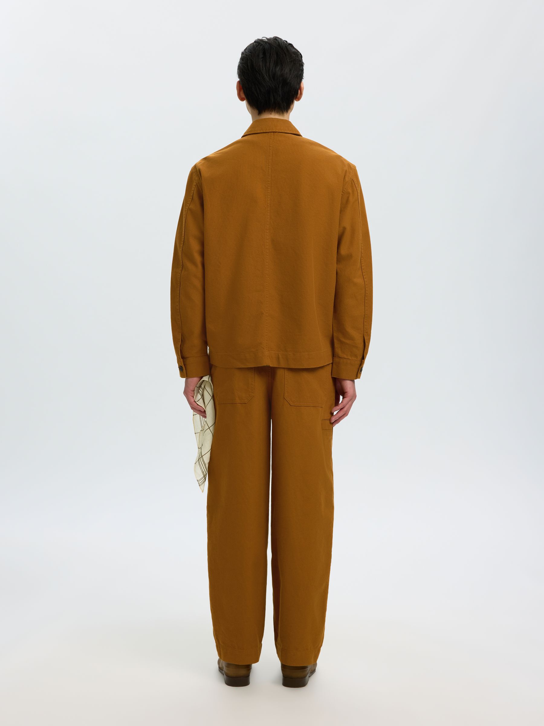 LINEN BLEND BARREL FIT TROUSERS