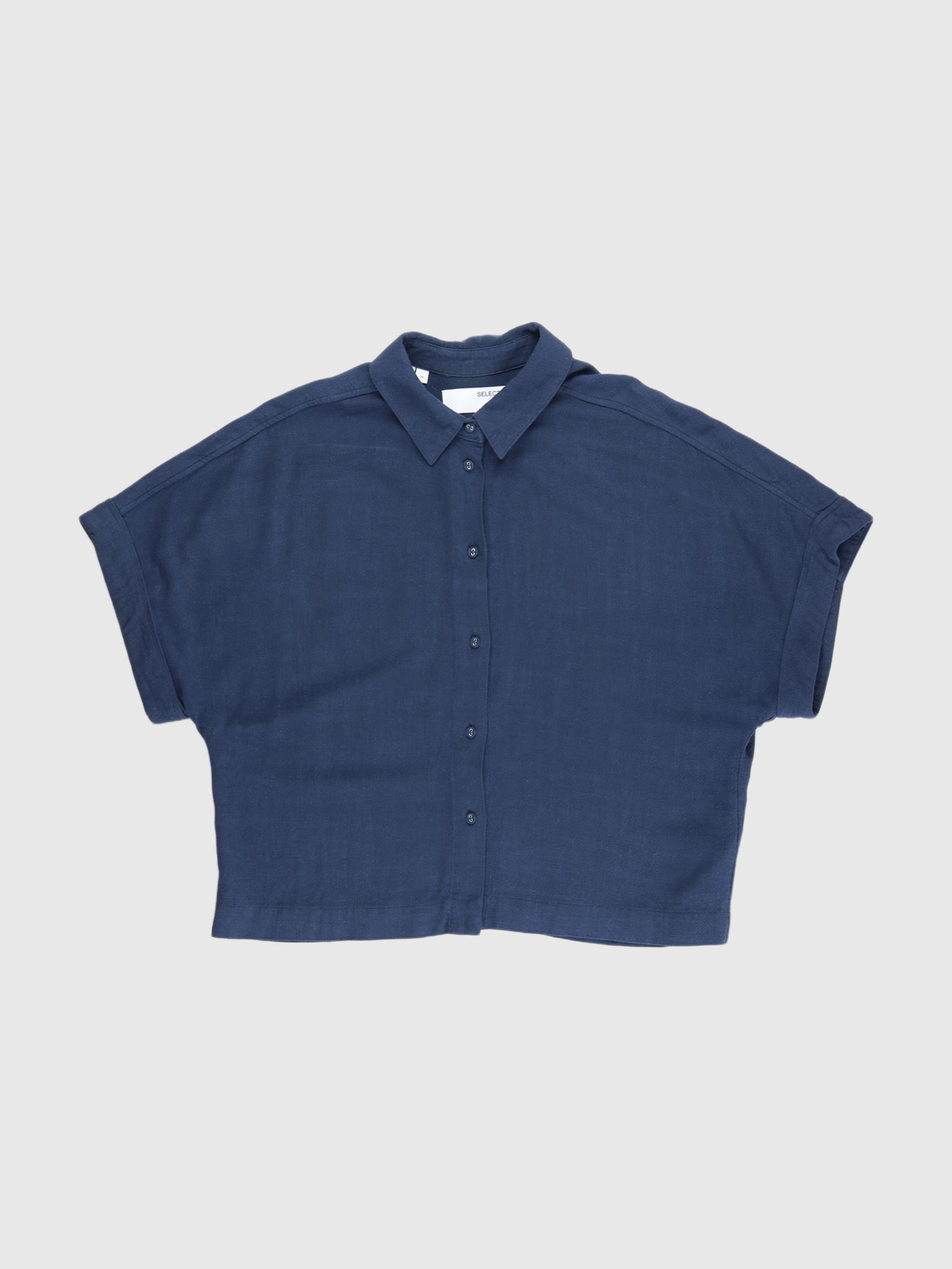 VISCOSE BLEND CROPPED SHIRT