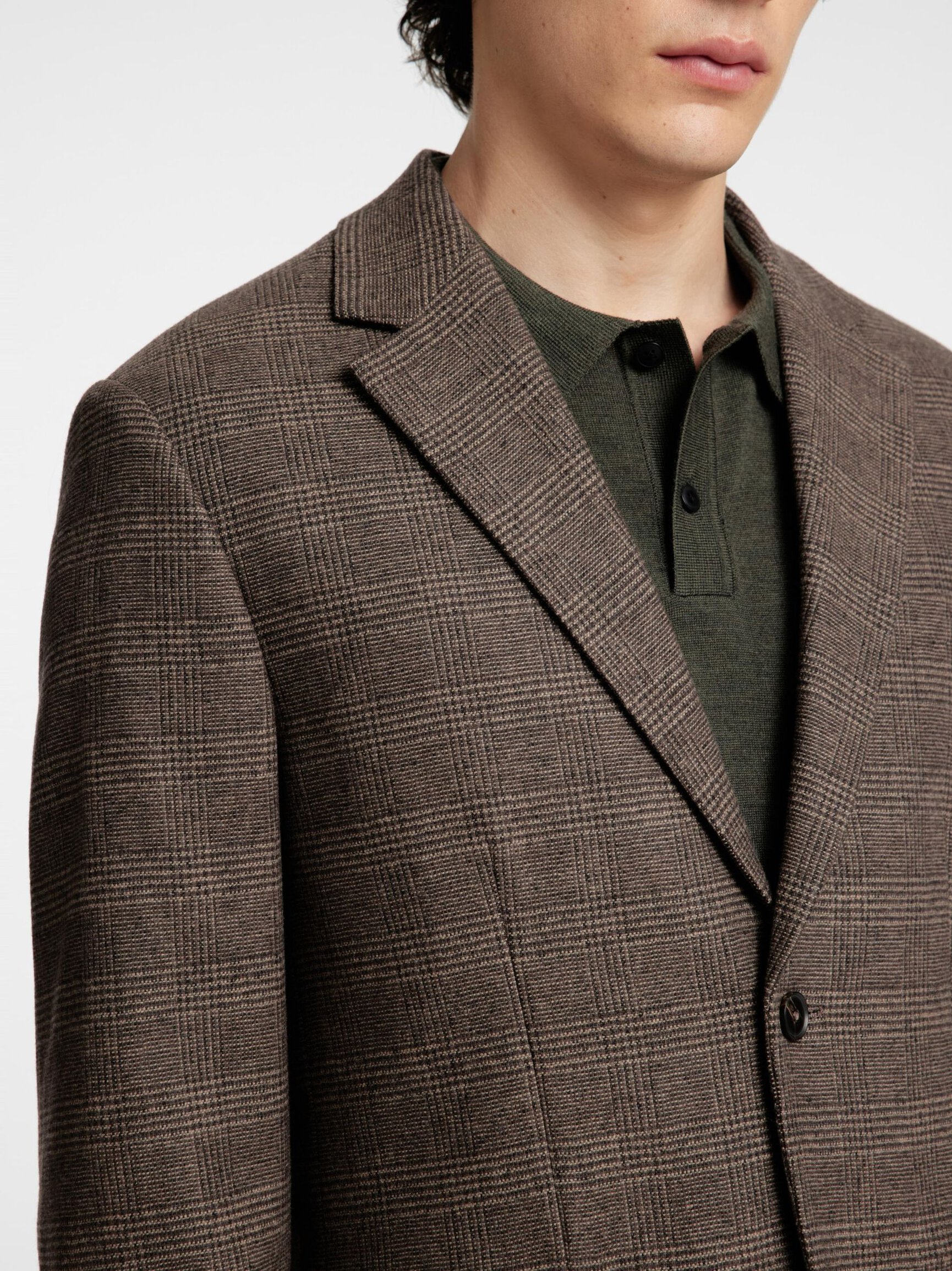 CHECKED WOOL BLEND BLAZER