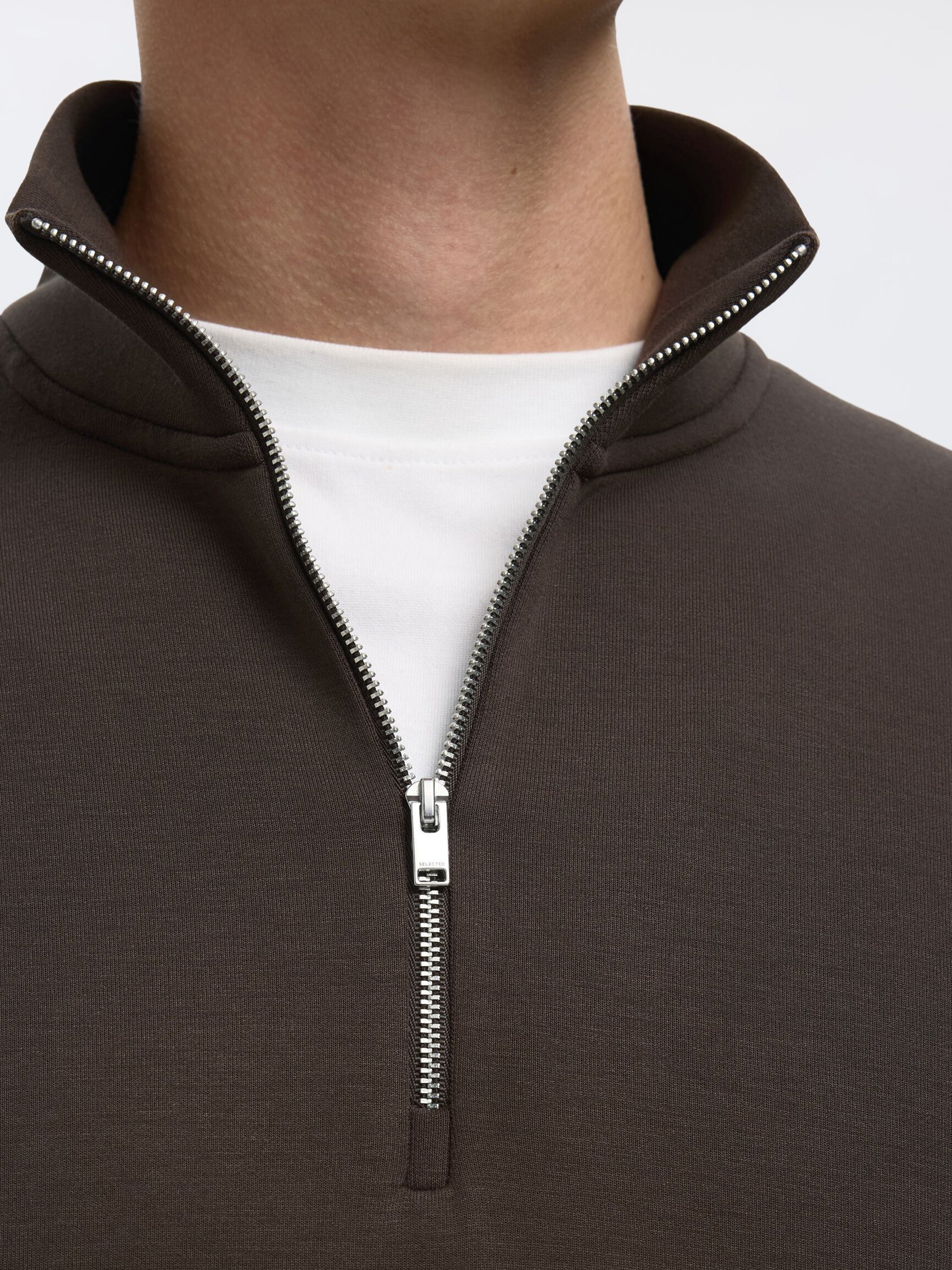 VISCOSE BLEND HALF ZIP SWEATSHIRT