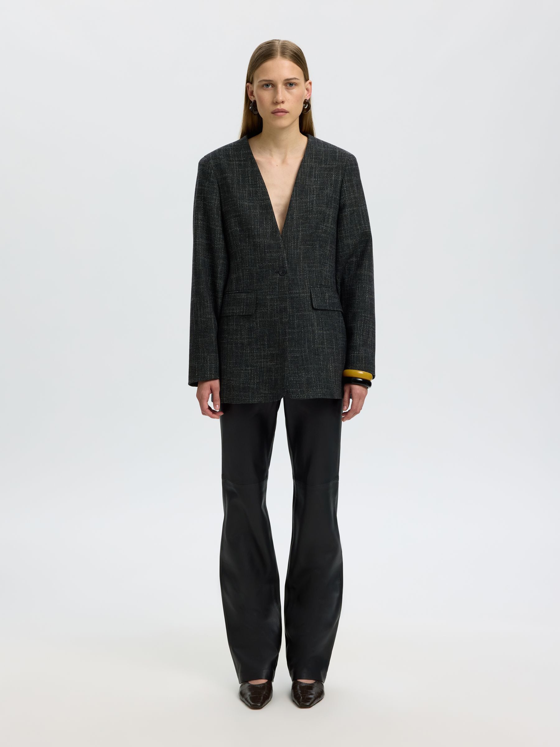 STRAIGHT FIT LEATHER TROUSERS