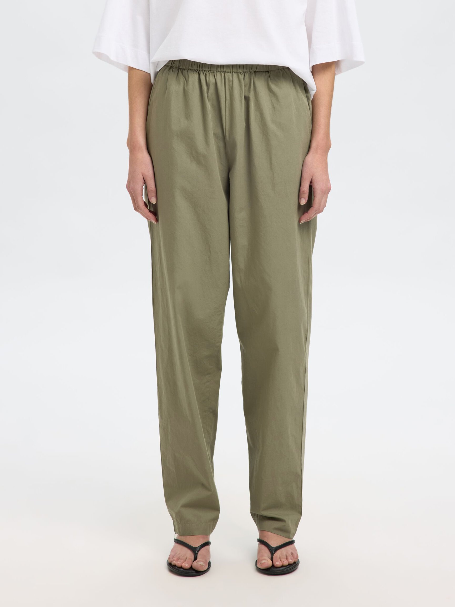 COTTON HIGH WAISTED TROUSERS
