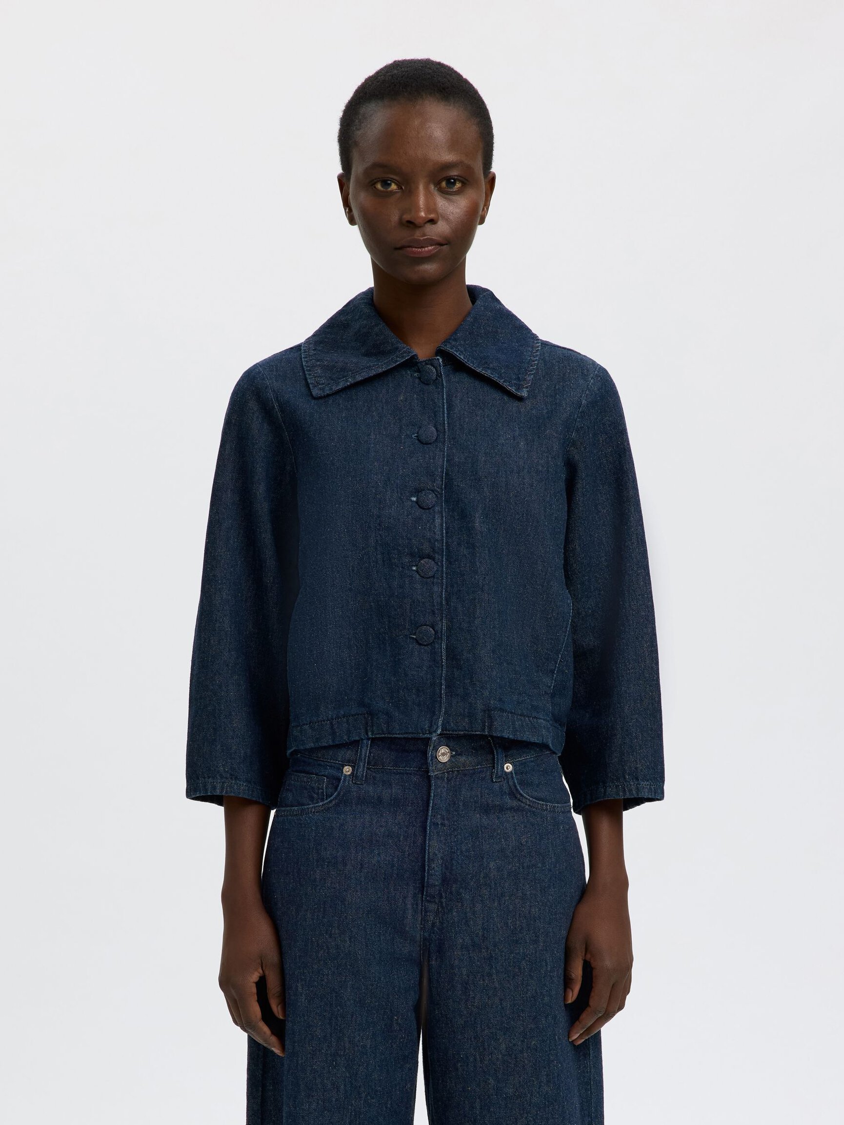 3/4 SLEEVED DENIM JACKET