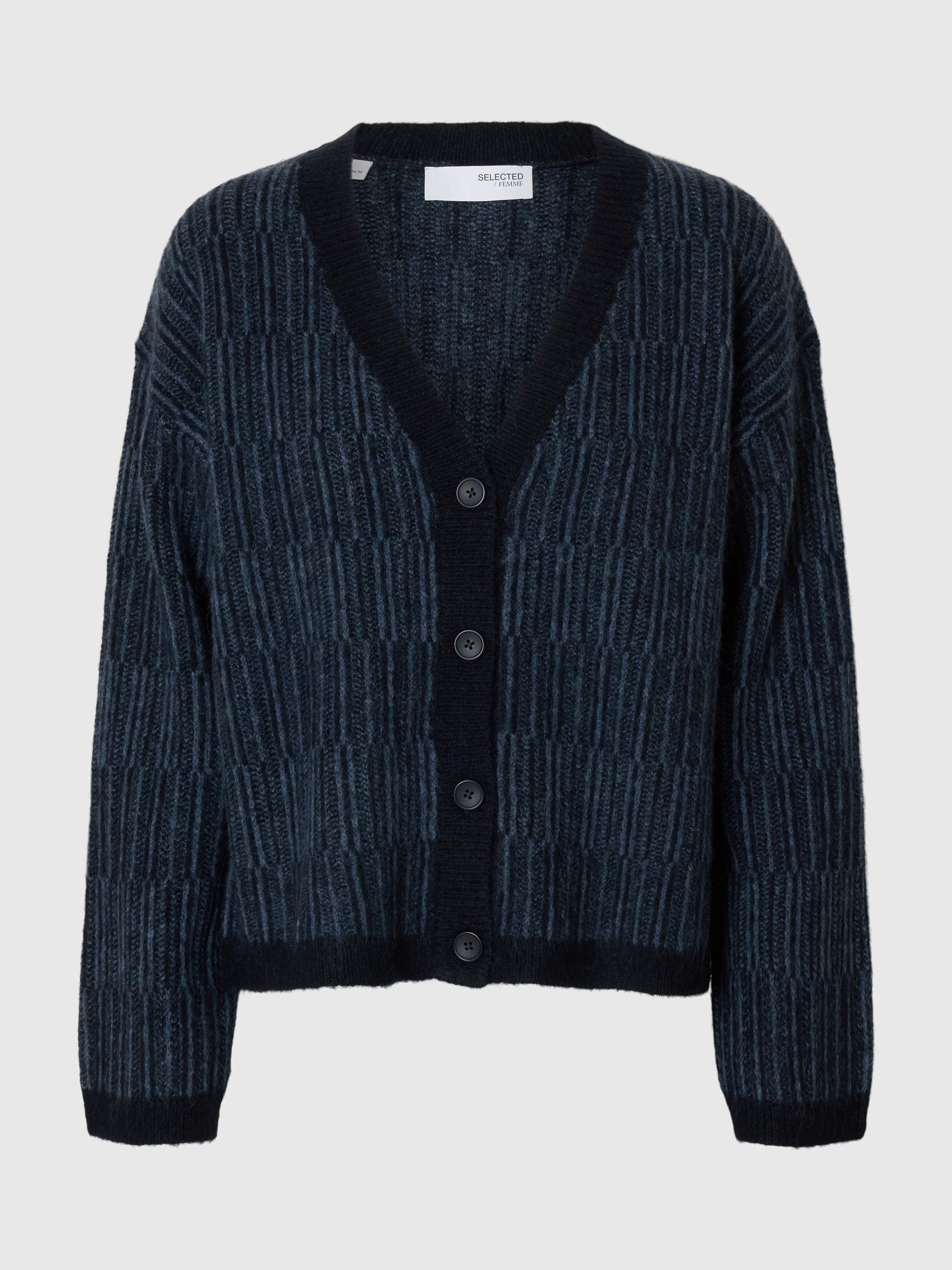WOOL BLEND KNITTED CARDIGAN