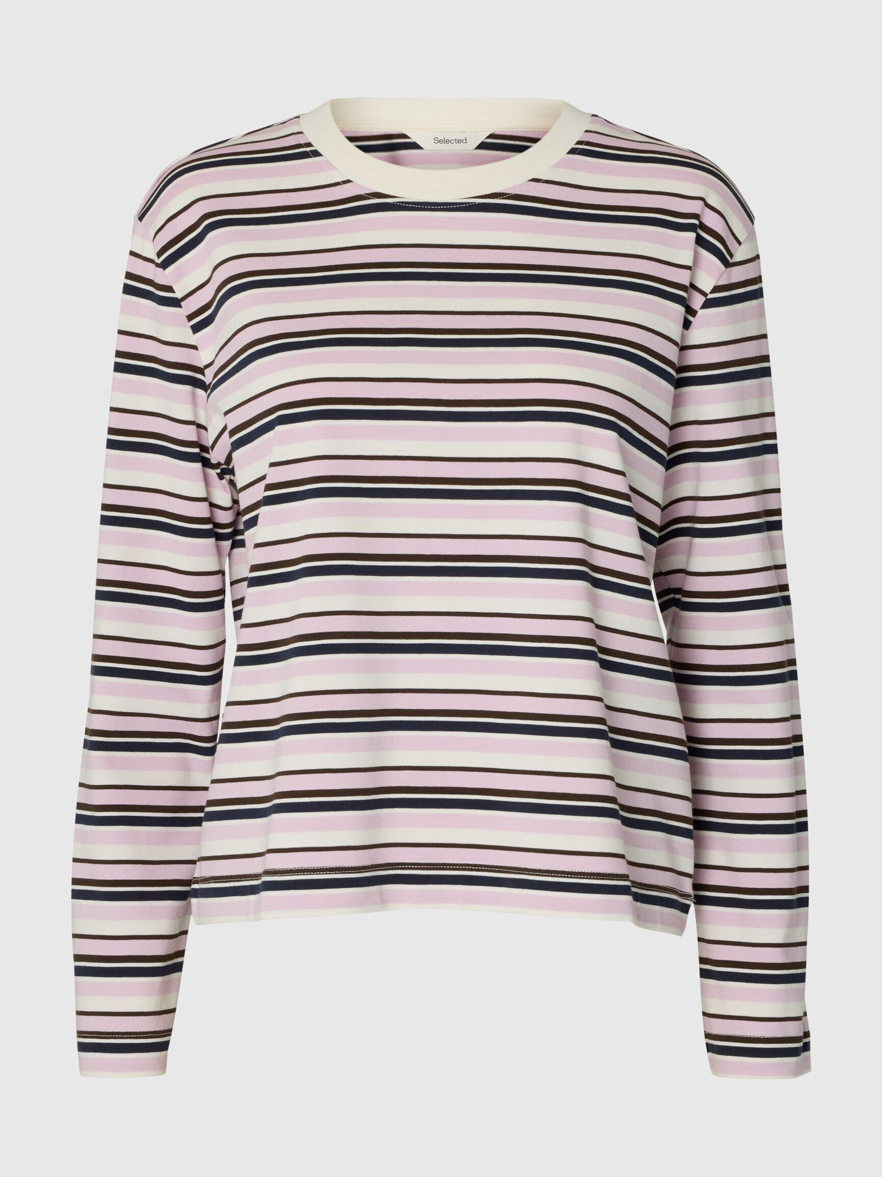 GESTREEPT T-SHIRT MET LANGE MOUWEN