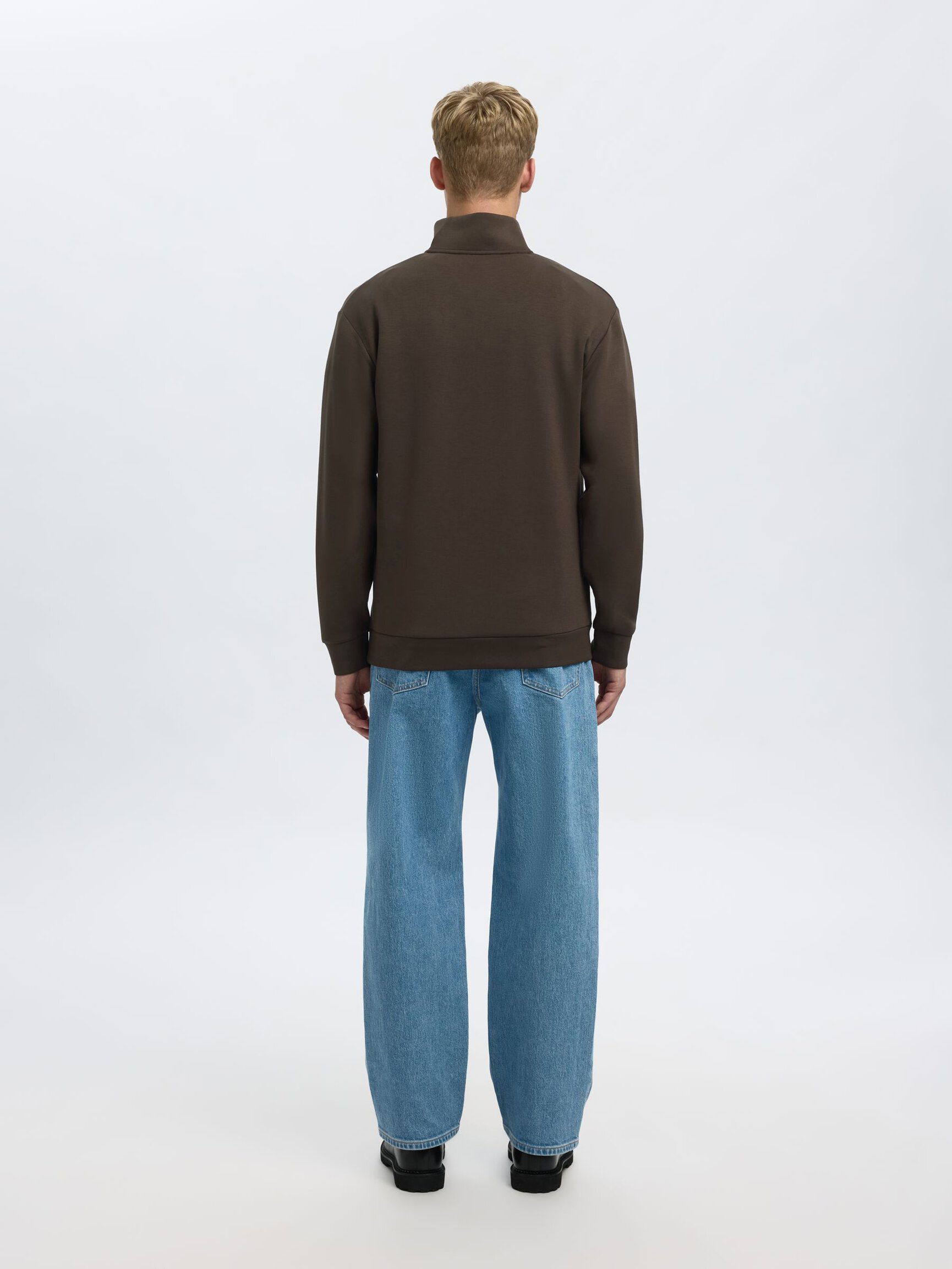 VISCOSE BLEND HALF ZIP SWEATSHIRT