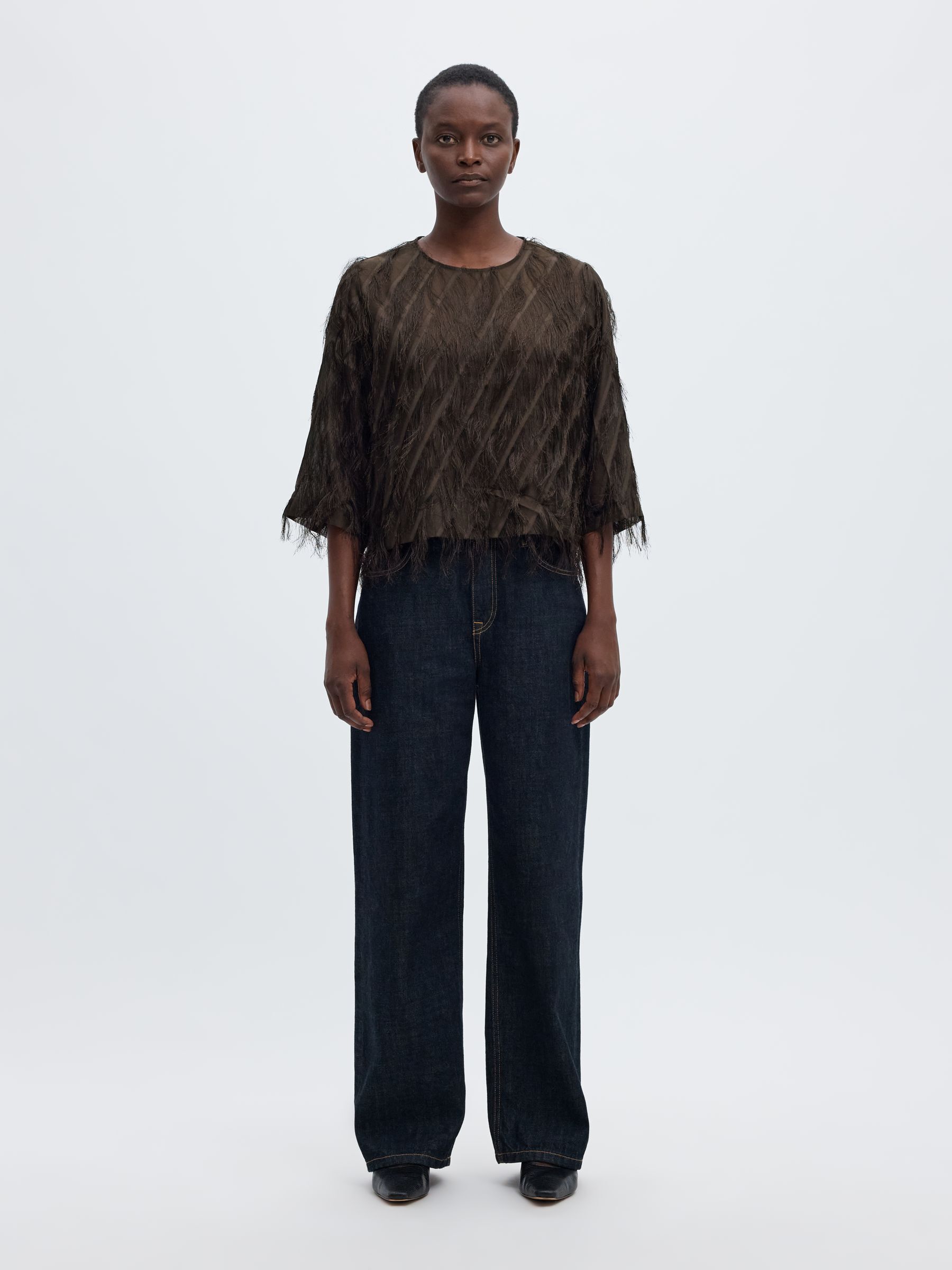 FRANGES TRANSPARENTES TOP MANCHES 3/4