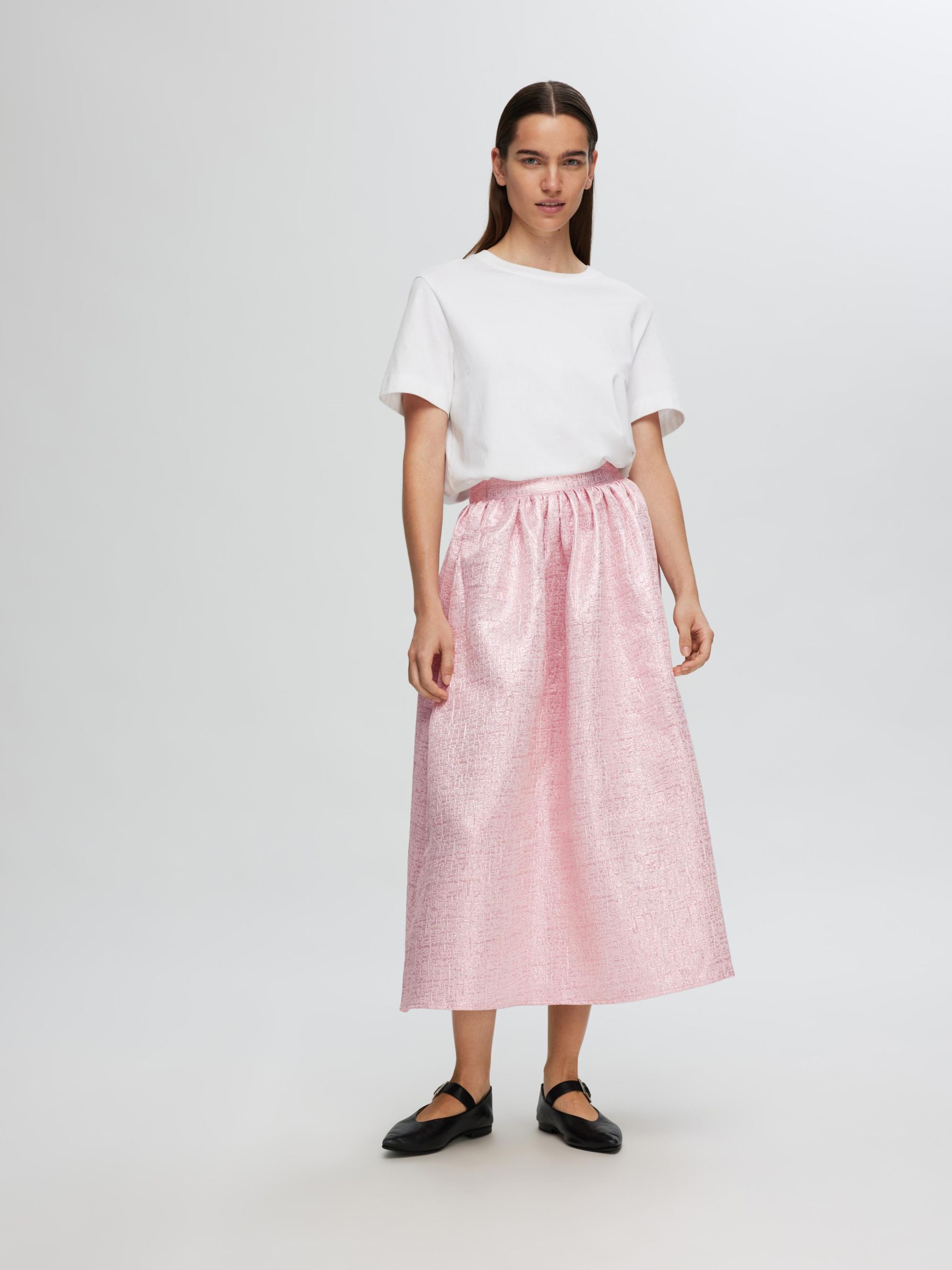 METALLIC JAQUARD MAXI SKIRT