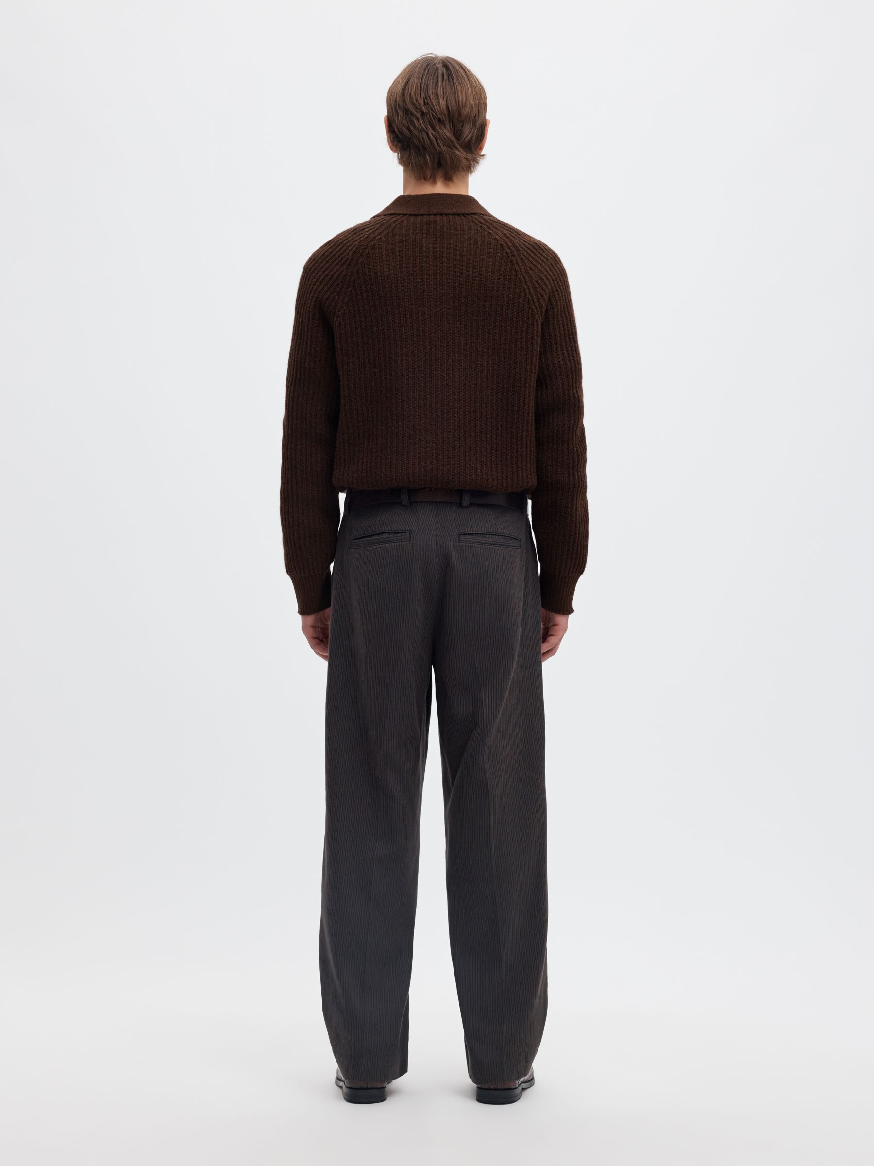 WOOL BLEND KNITTED POLO SHIRT