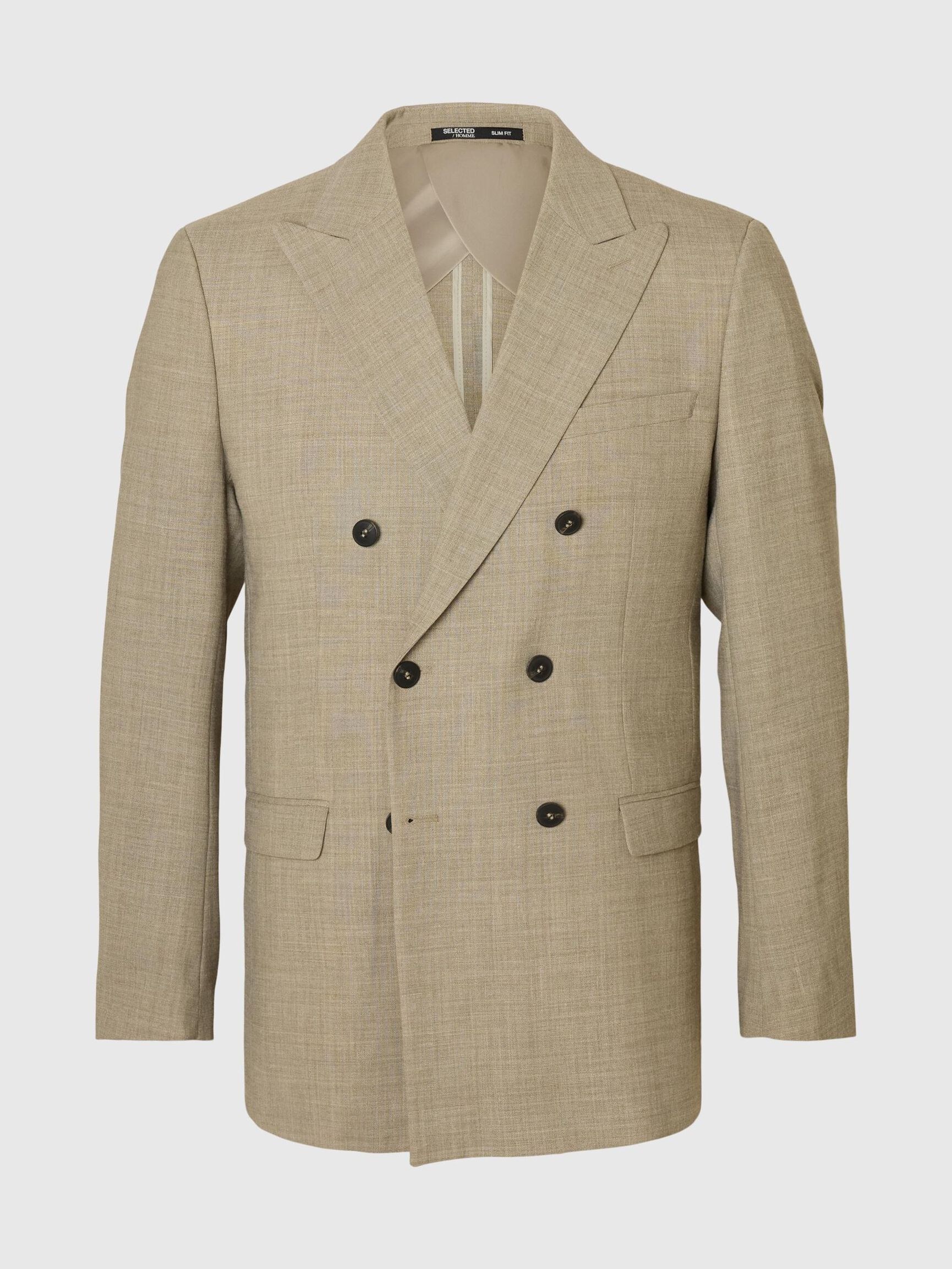 SLIM FIT DOUBLE-BREASTED BLAZER, Sand, highres