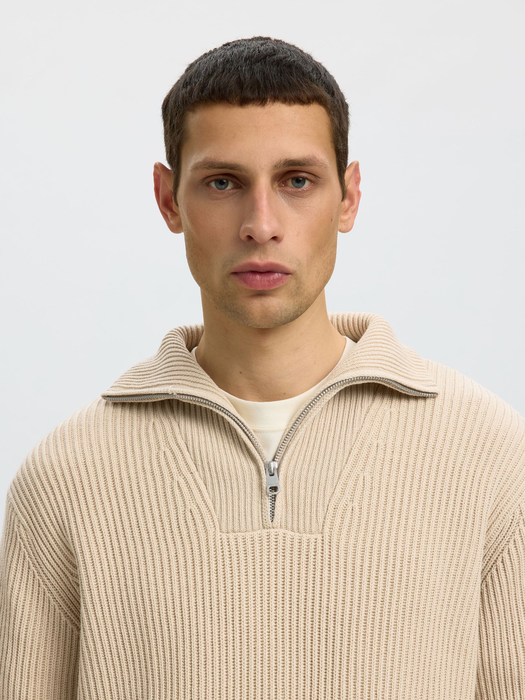 100% COTTON HALF-ZIP JUMPER
