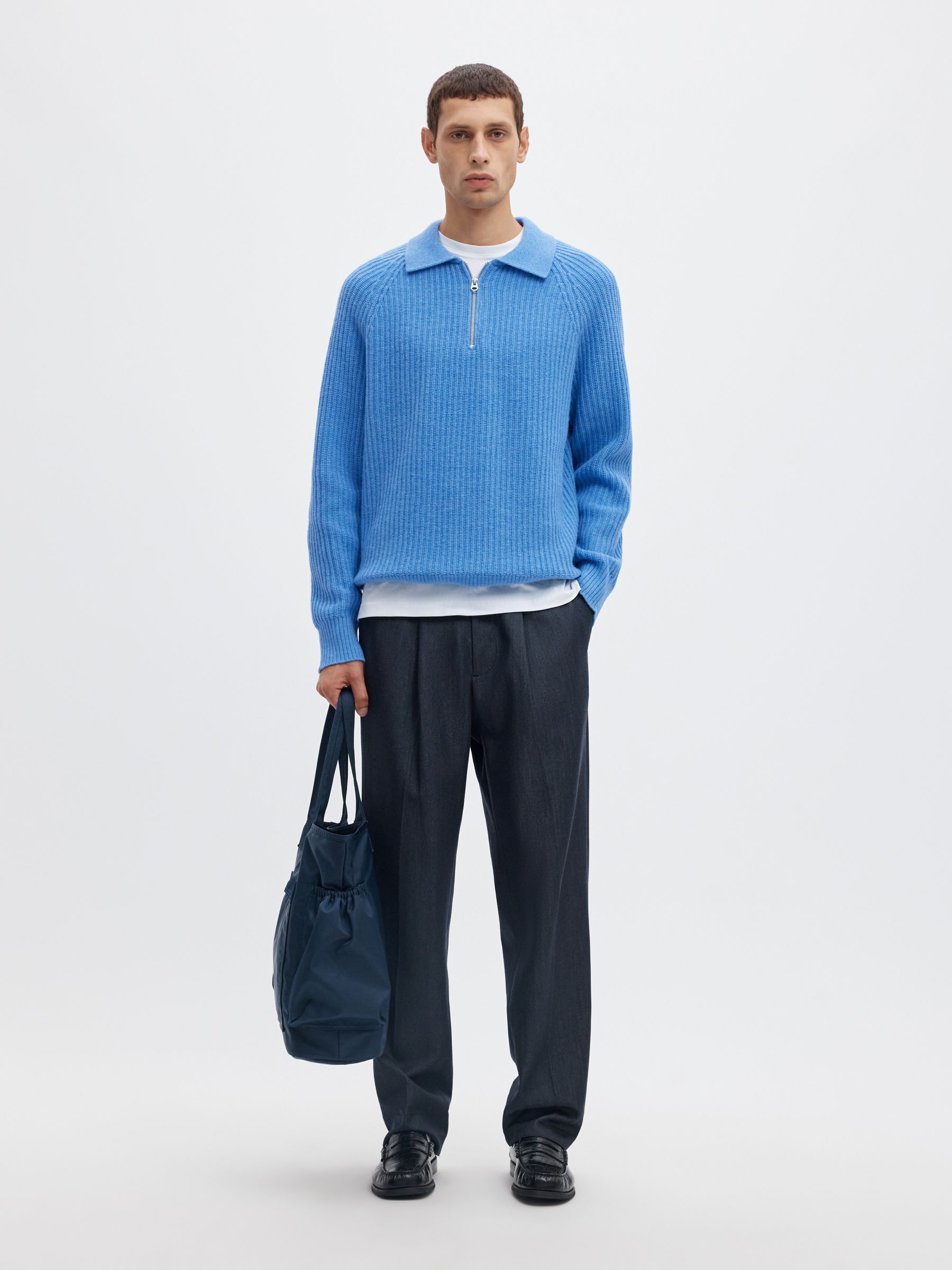 WOOL BLEND KNITTED POLO SHIRT