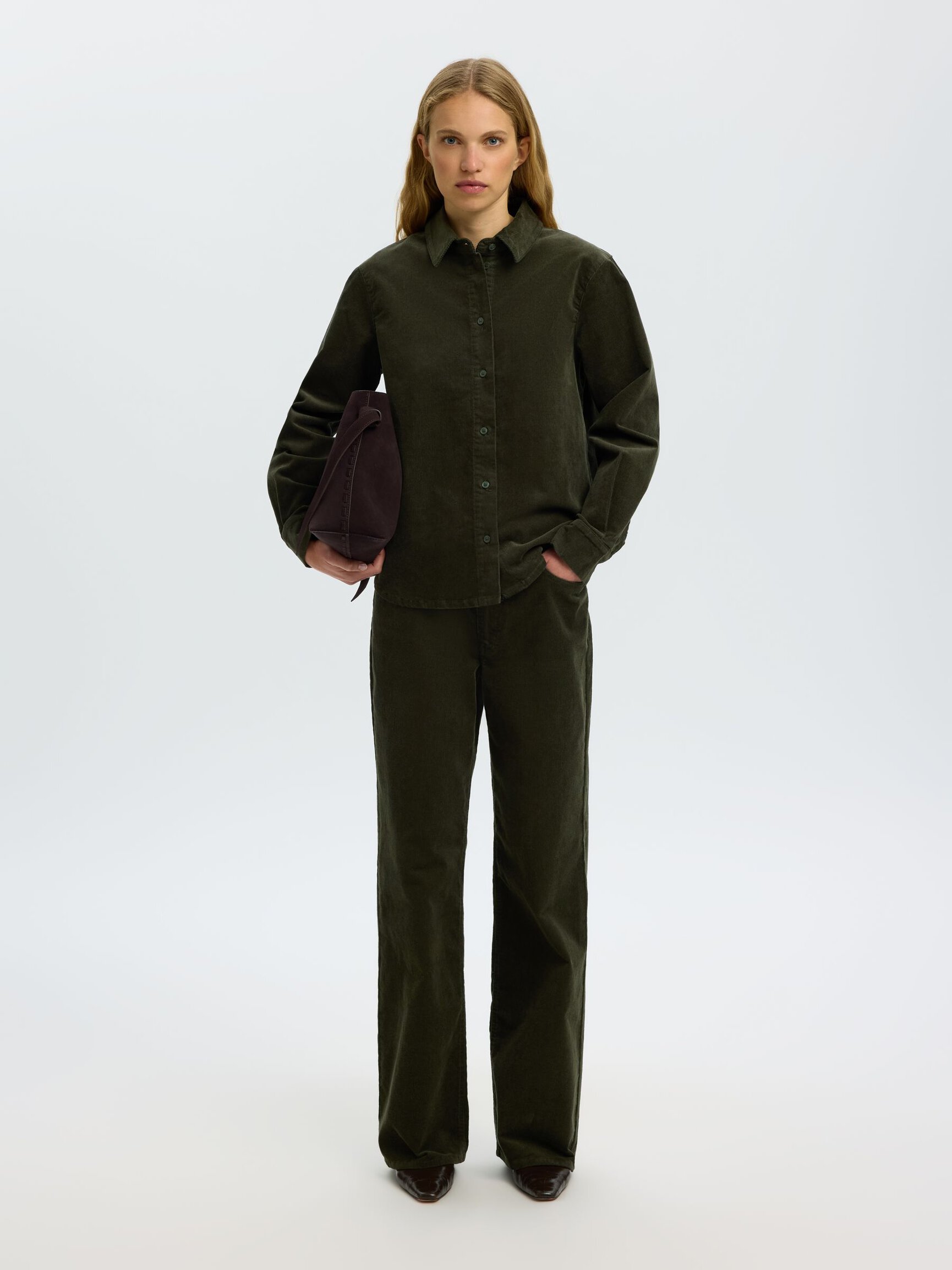 WIDE FIT CORDUROY TROUSERS