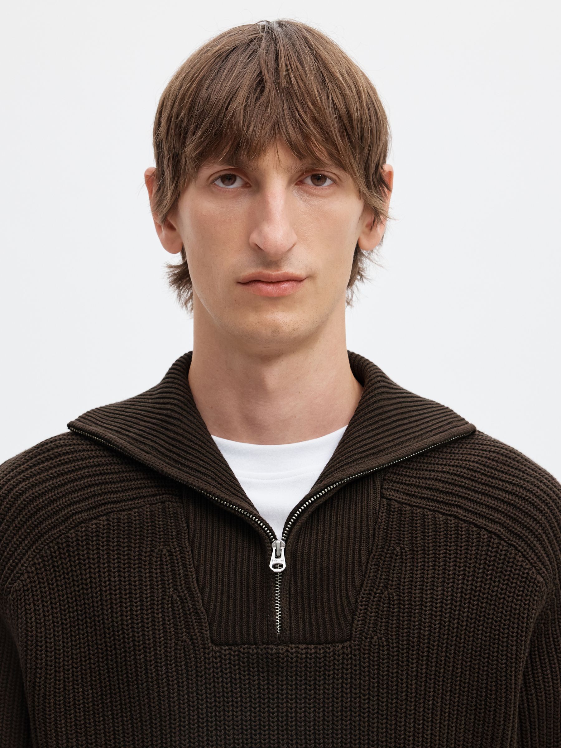 RIBBED ORGANIC COTTON HALF-ZIP JUMPER