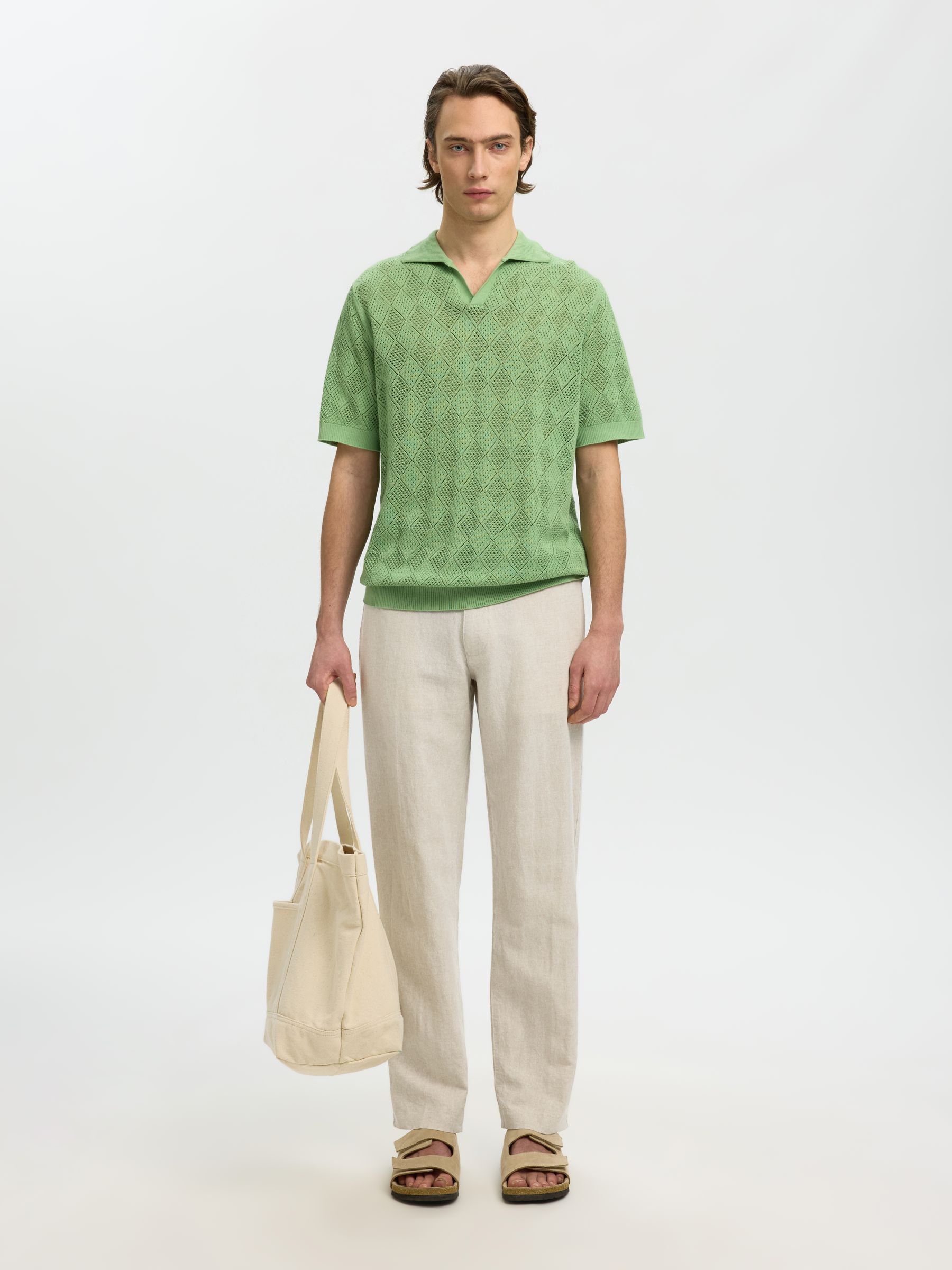 196 STRAIGHT FIT LINEN-BLEND TROUSERS