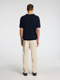 SHORT SLEEVED KNITTED POLO SHIRT, Sky Captain, highres