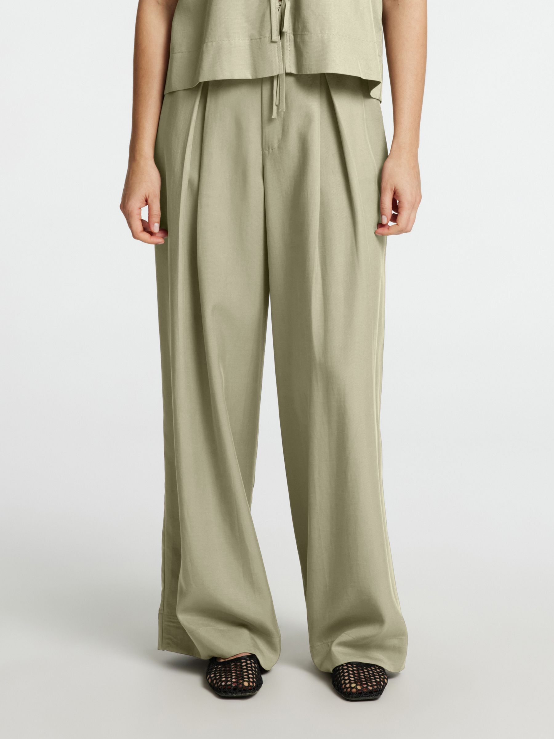MID WAIST WIDE-LEG TROUSERS