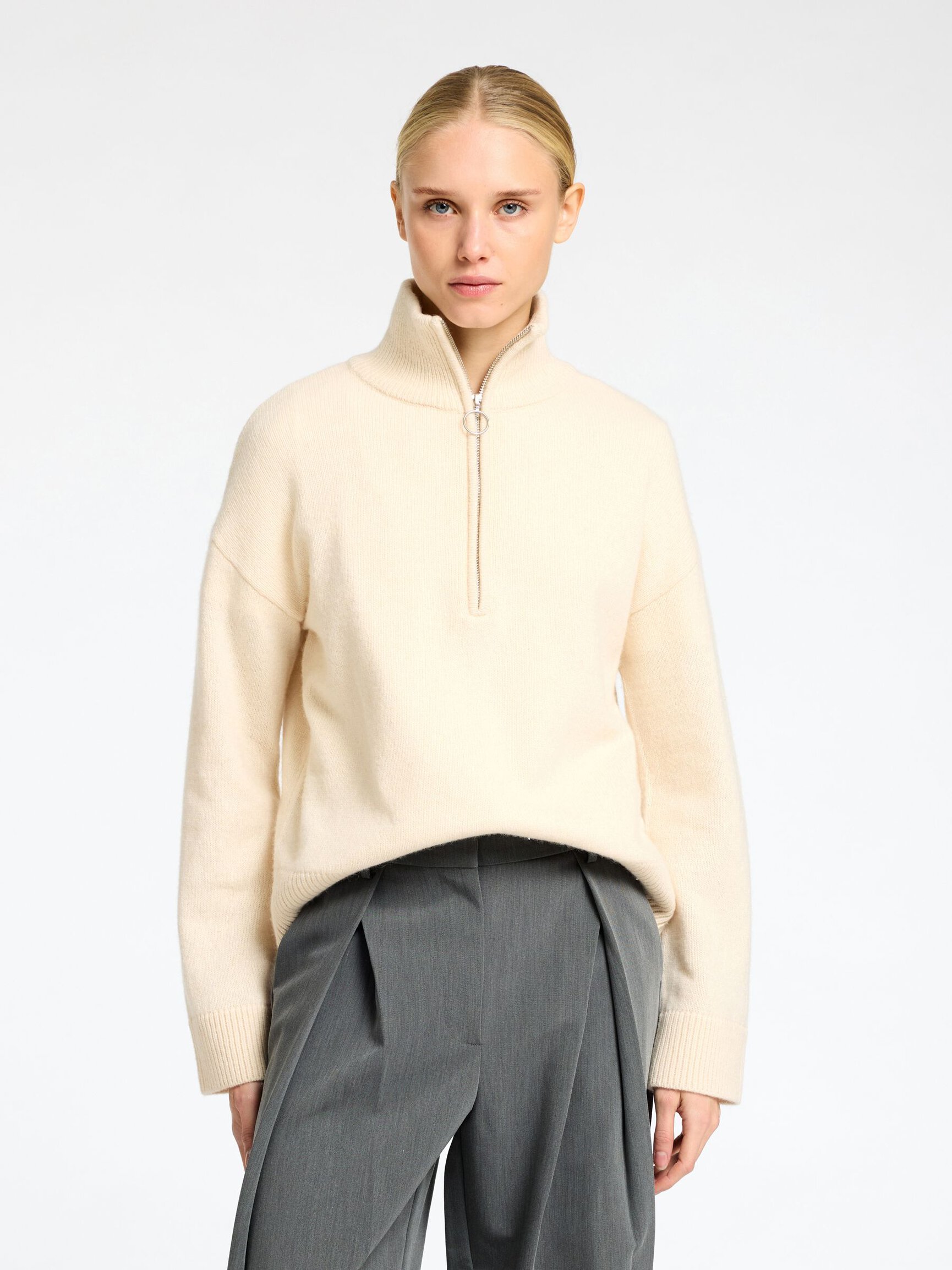 WOOL BLEND HALF-ZIP JUMPER