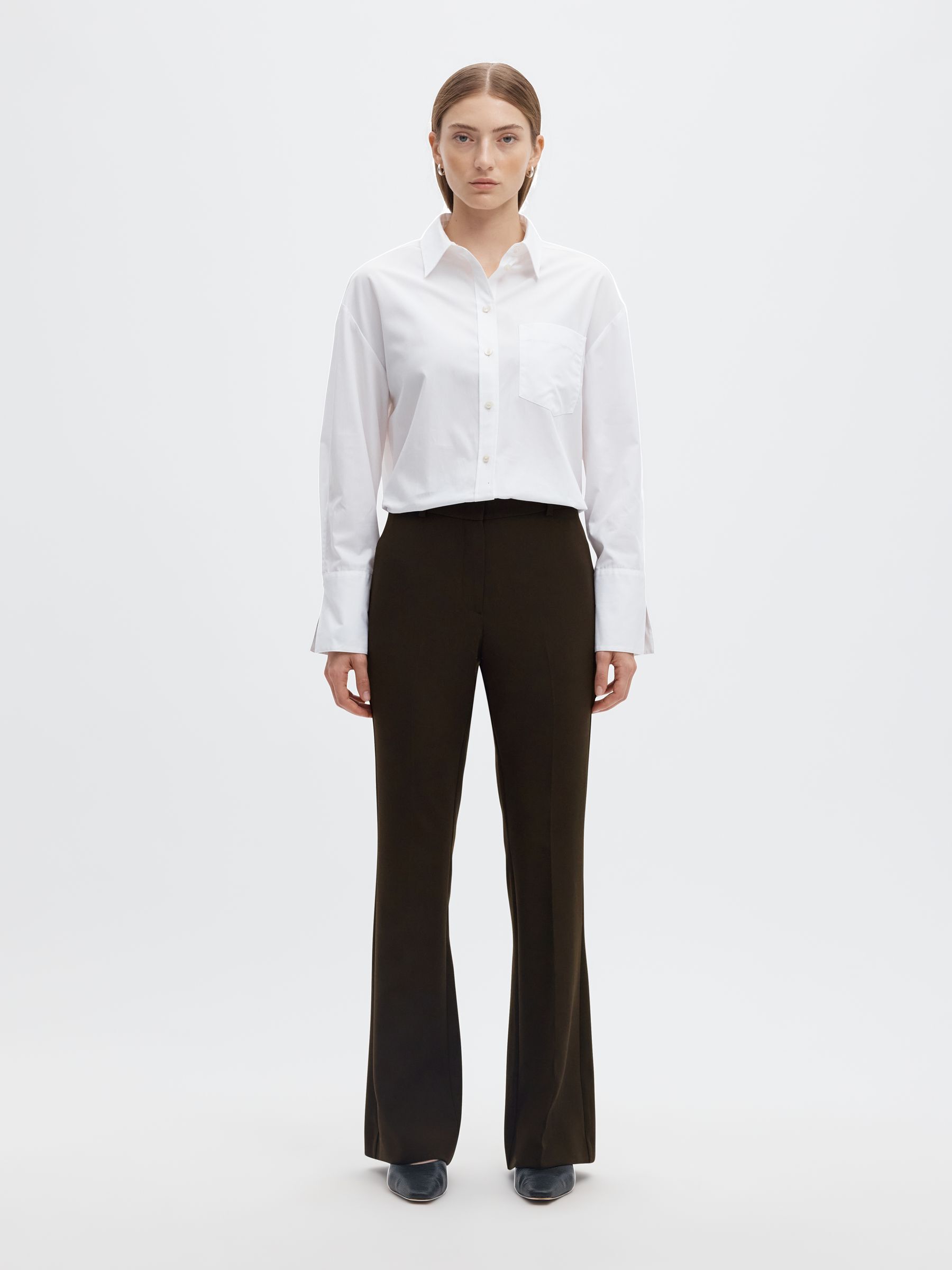SLIM FIT FLARED TROUSERS