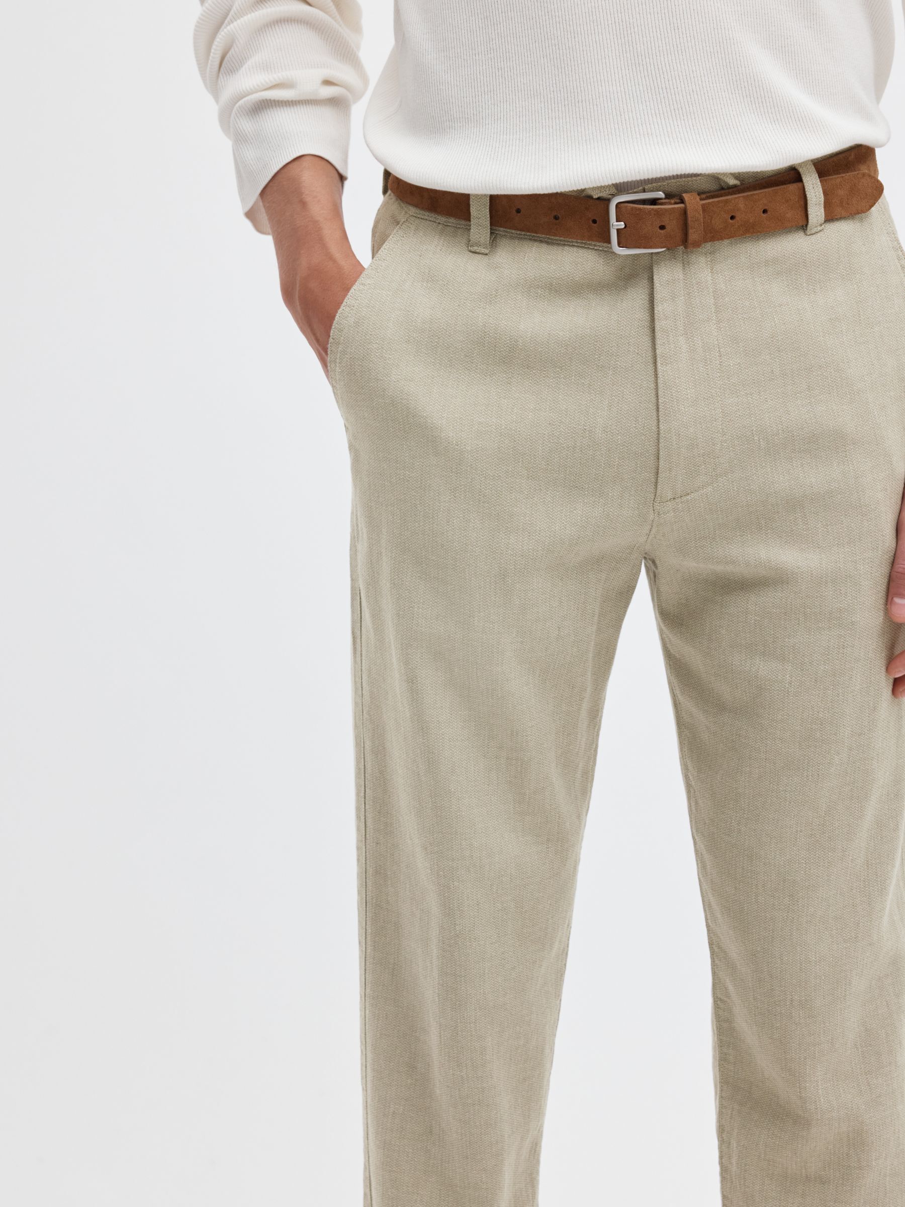 SLIM TAPERED LINEN BLEND TROUSERS