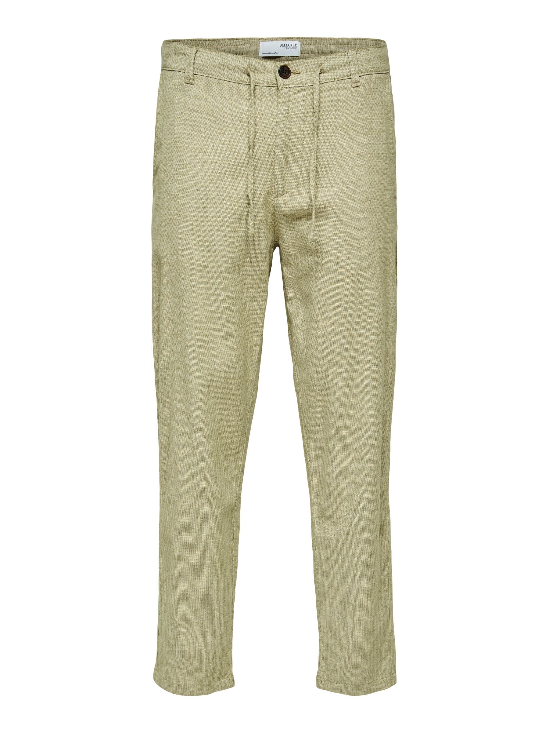 SLIM TAPERED LINEN BLEND TROUSERS