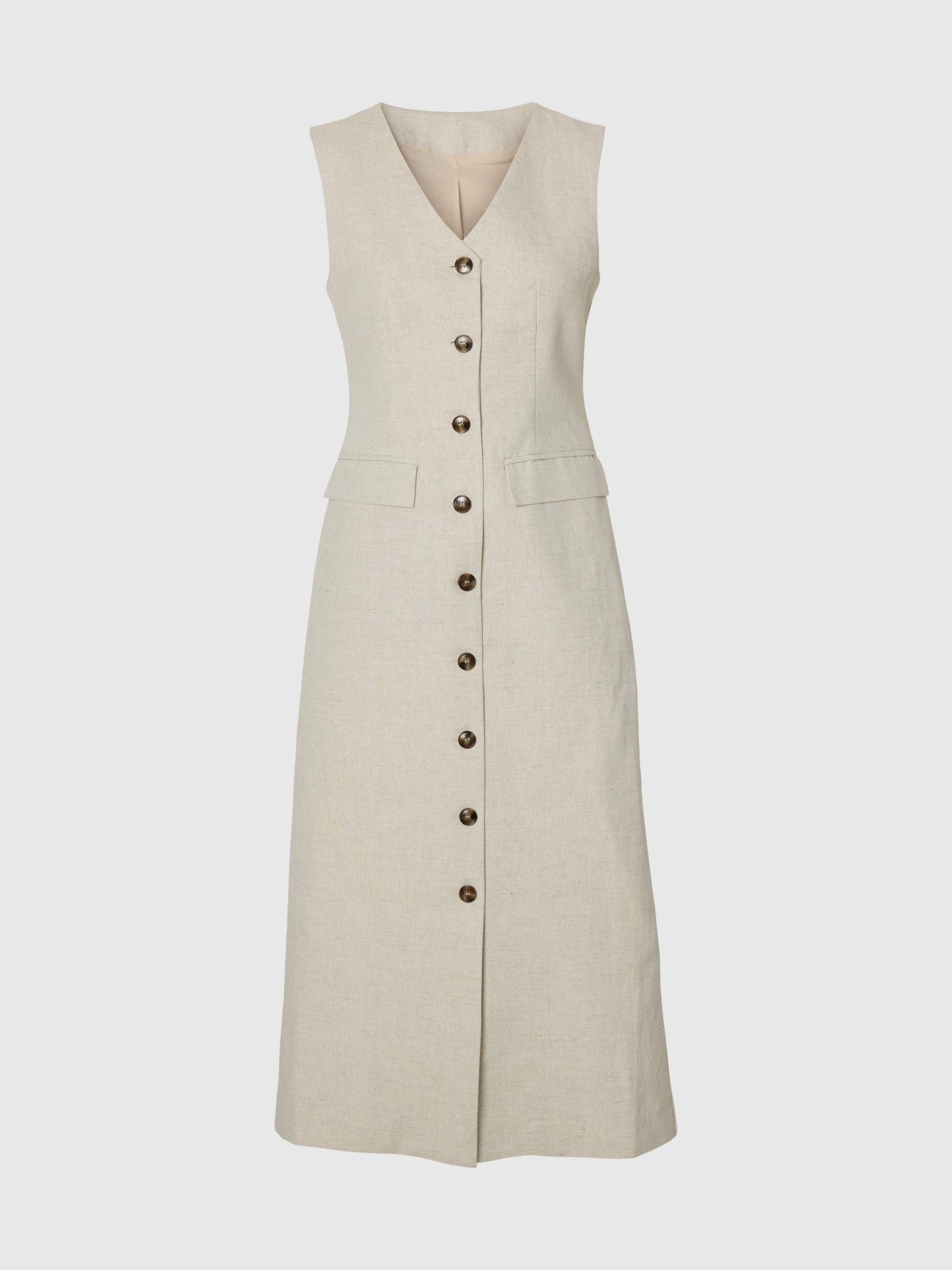 ÄRMELLOSES KLEID AUS LEINENGEMISCH