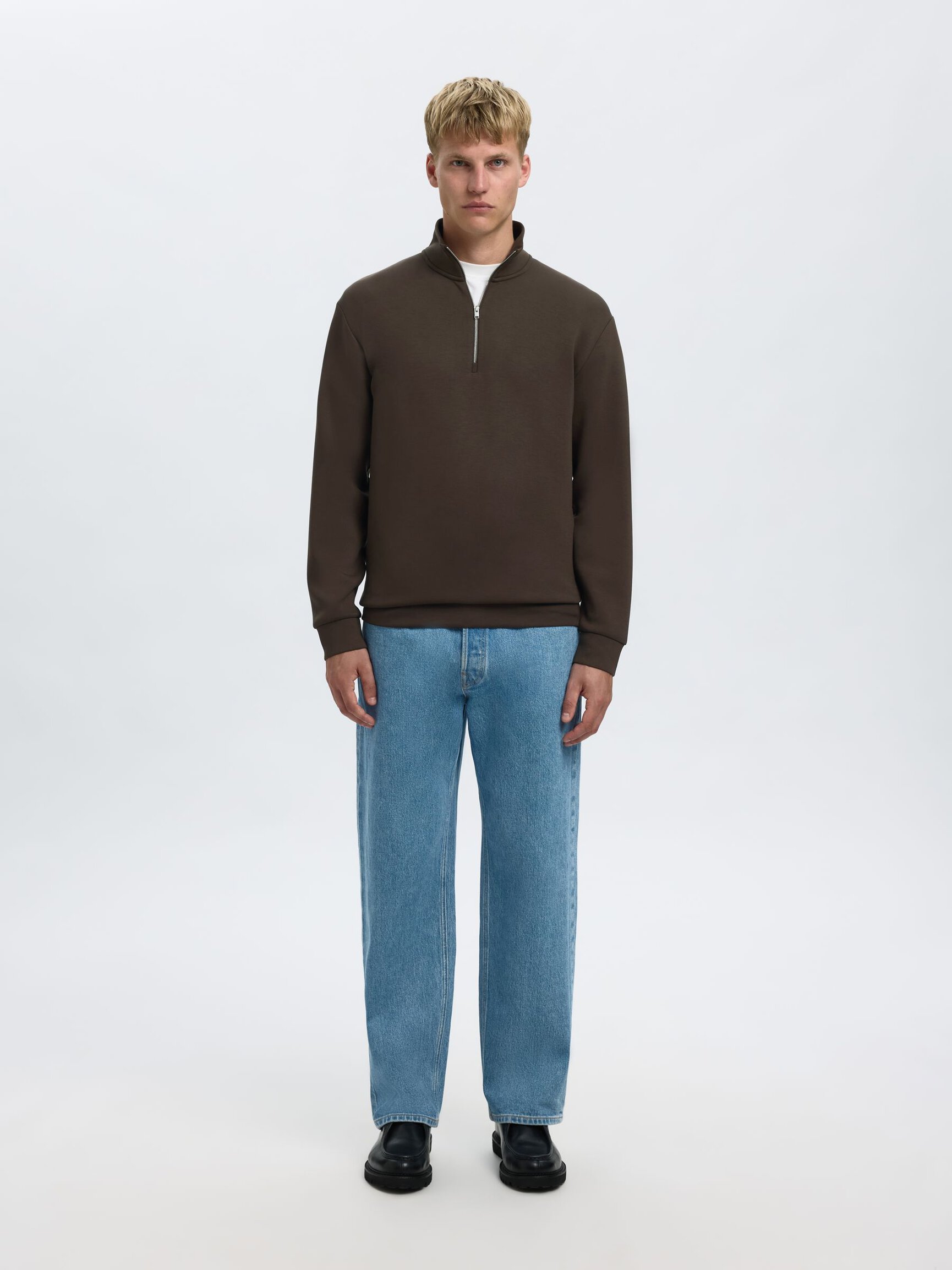 VISCOSE BLEND HALF ZIP SWEATSHIRT