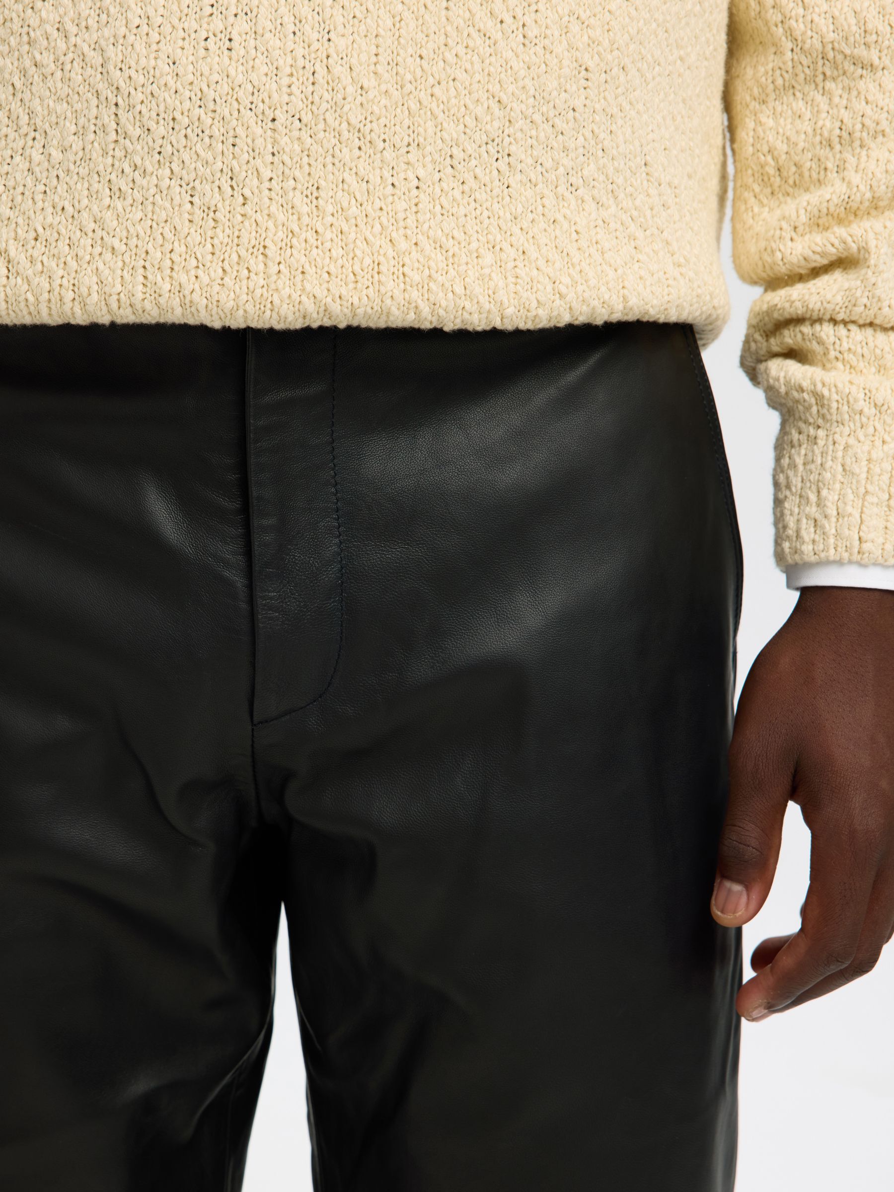 STRAIGHT FIT LEATHER TROUSERS