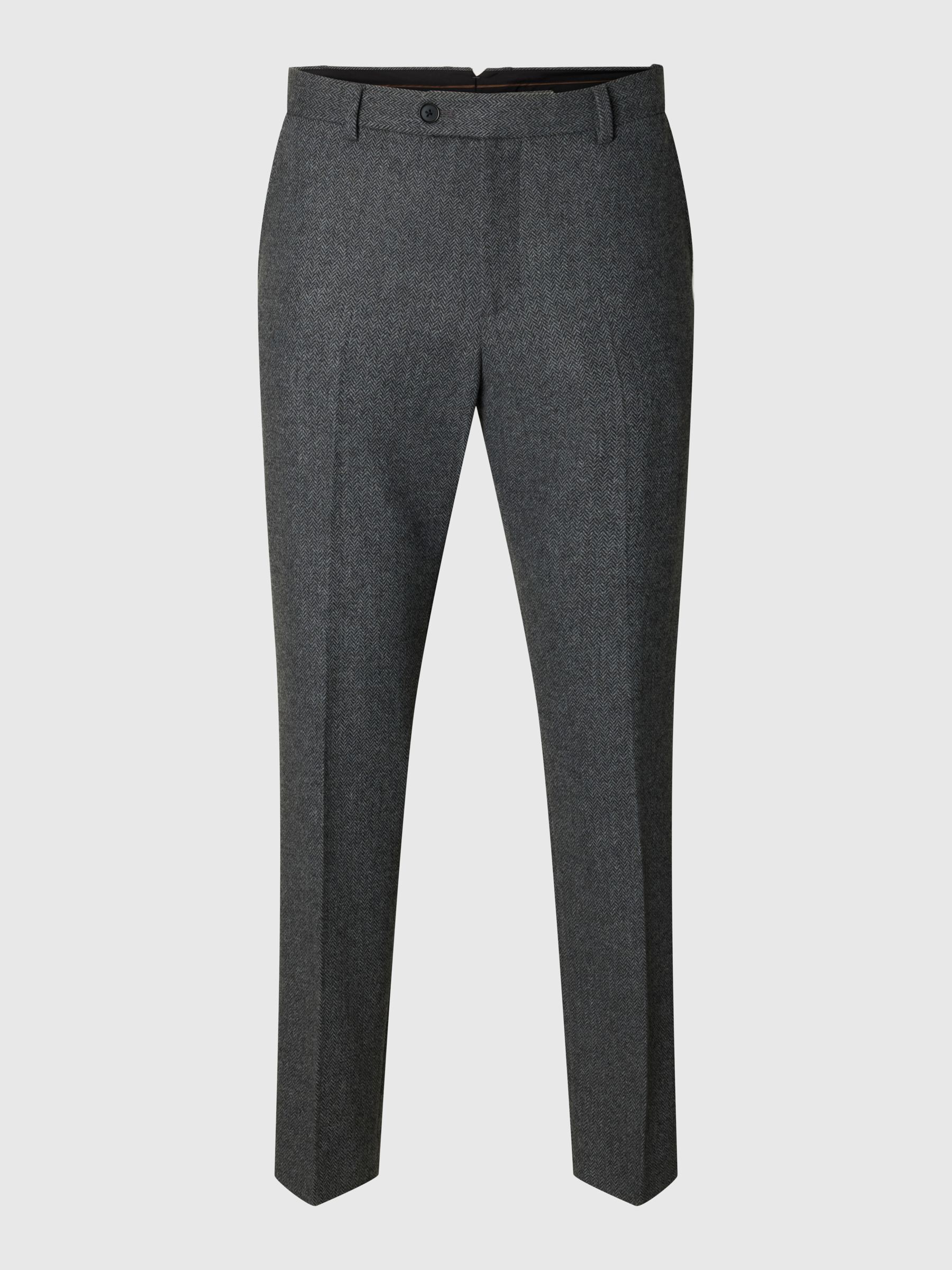 CHECKED WOOL BLEND TROUSERS