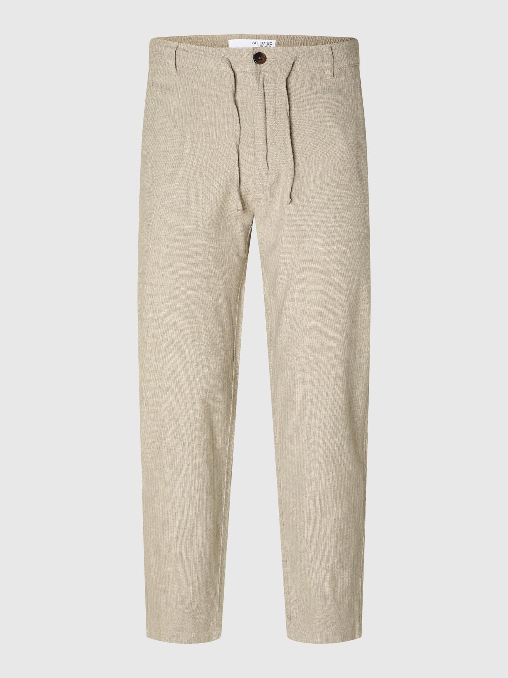 SLIM TAPERED LINEN BLEND TROUSERS