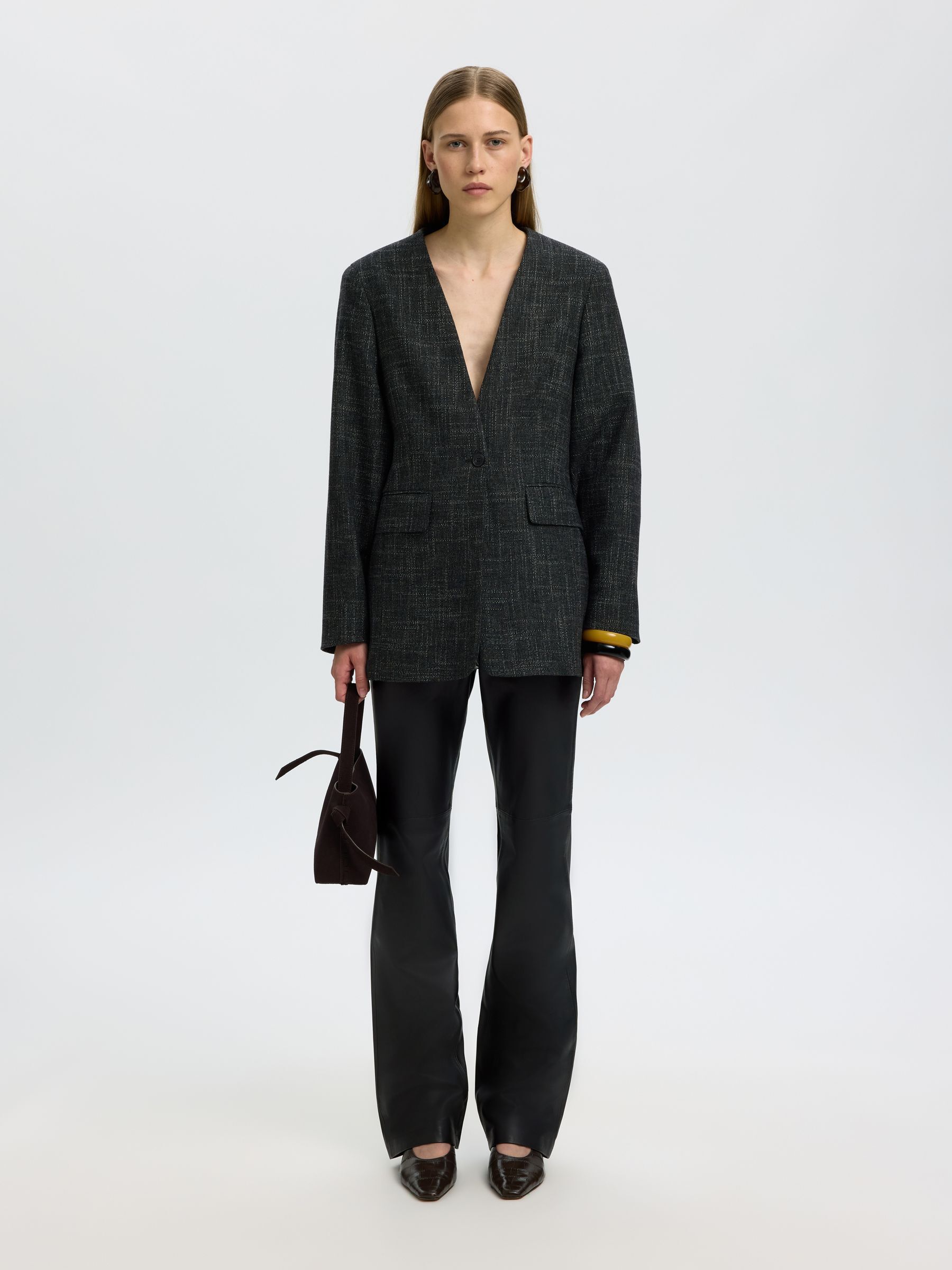 STRAIGHT FIT LEATHER TROUSERS