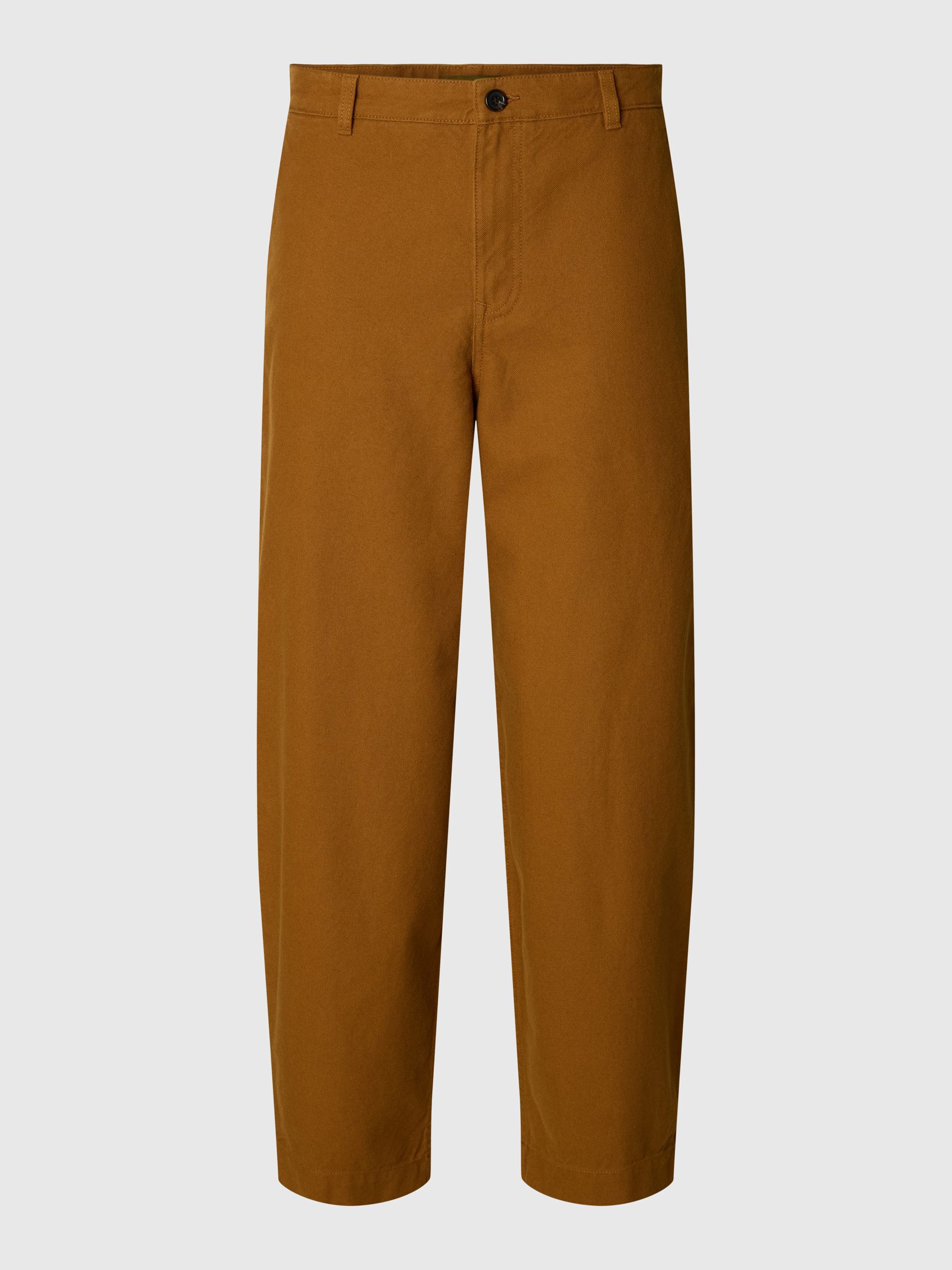 LINEN BLEND BARREL FIT TROUSERS