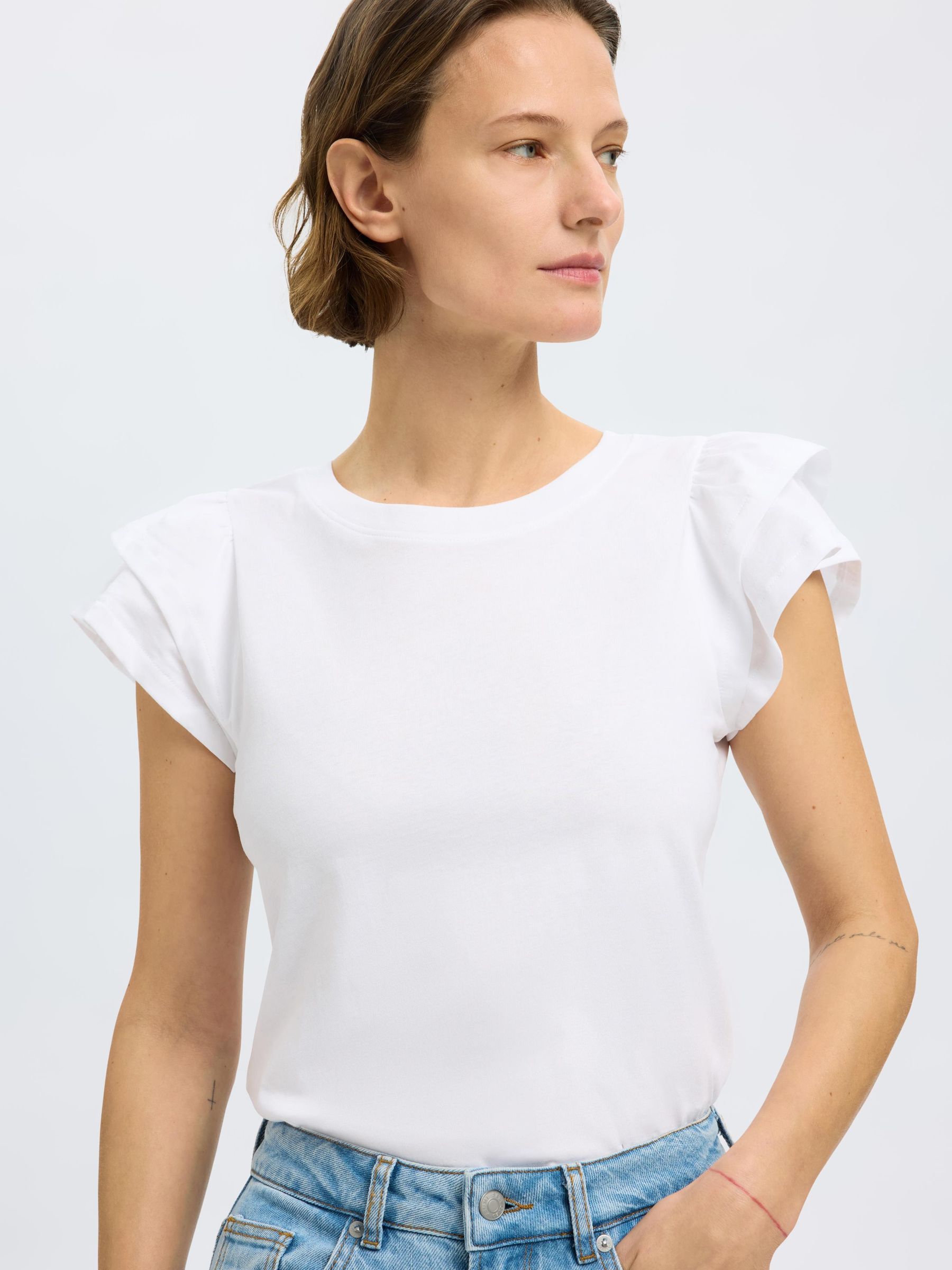COTTON RUFFLED T-SHIRT