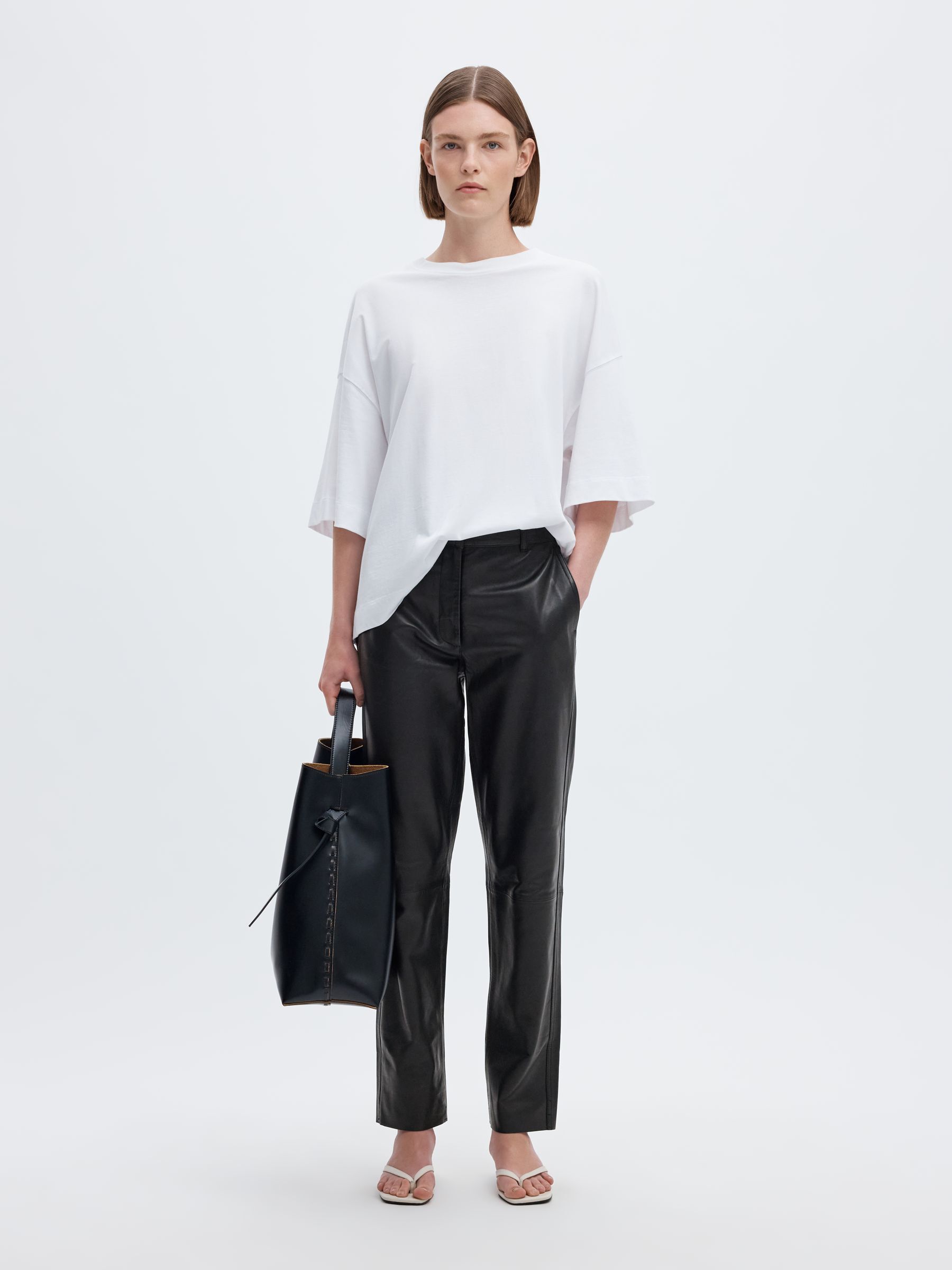 TAPERED LEATHER TROUSERS