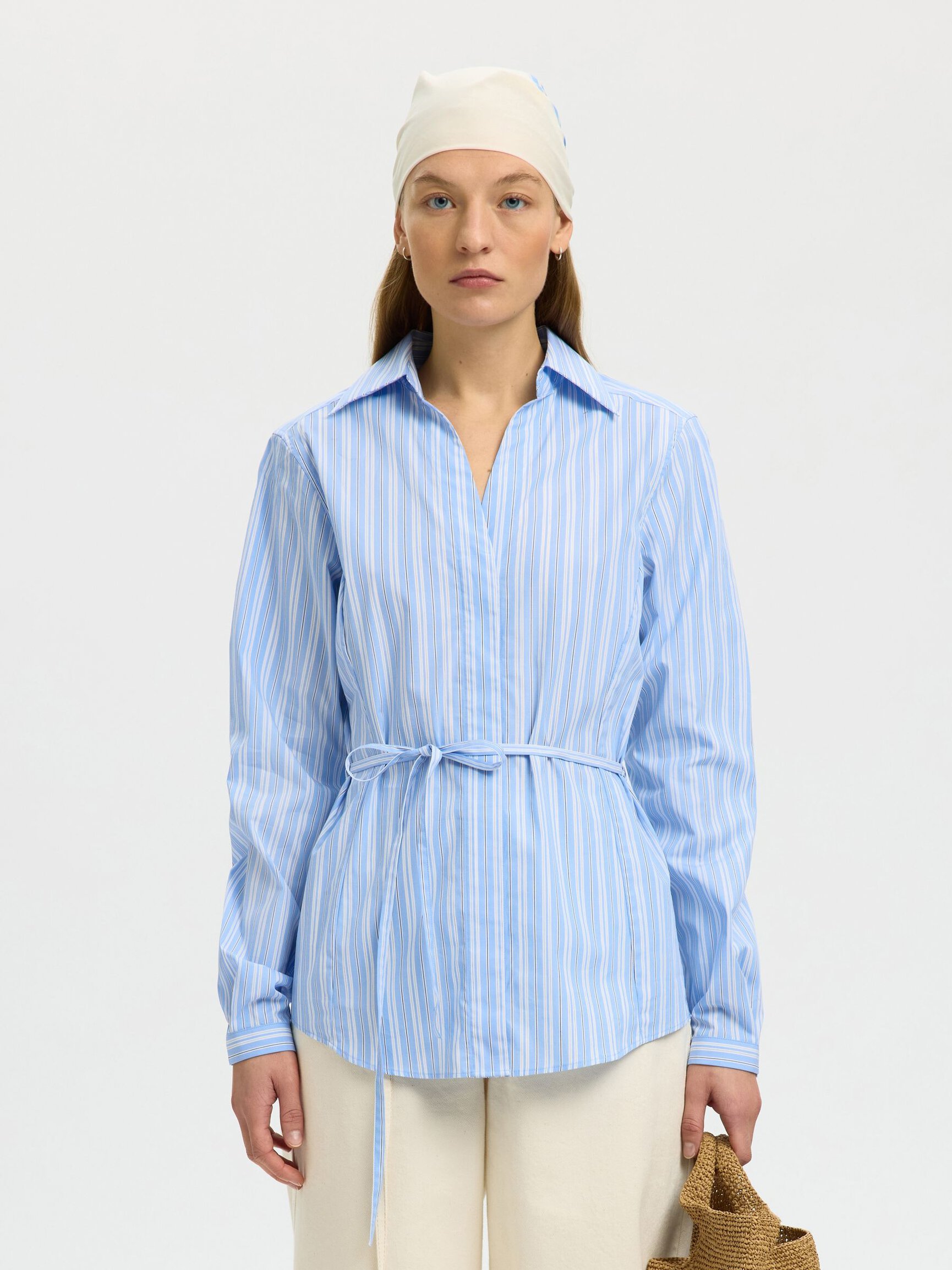 TIE FRONT LONG SLEEVED SHIRT