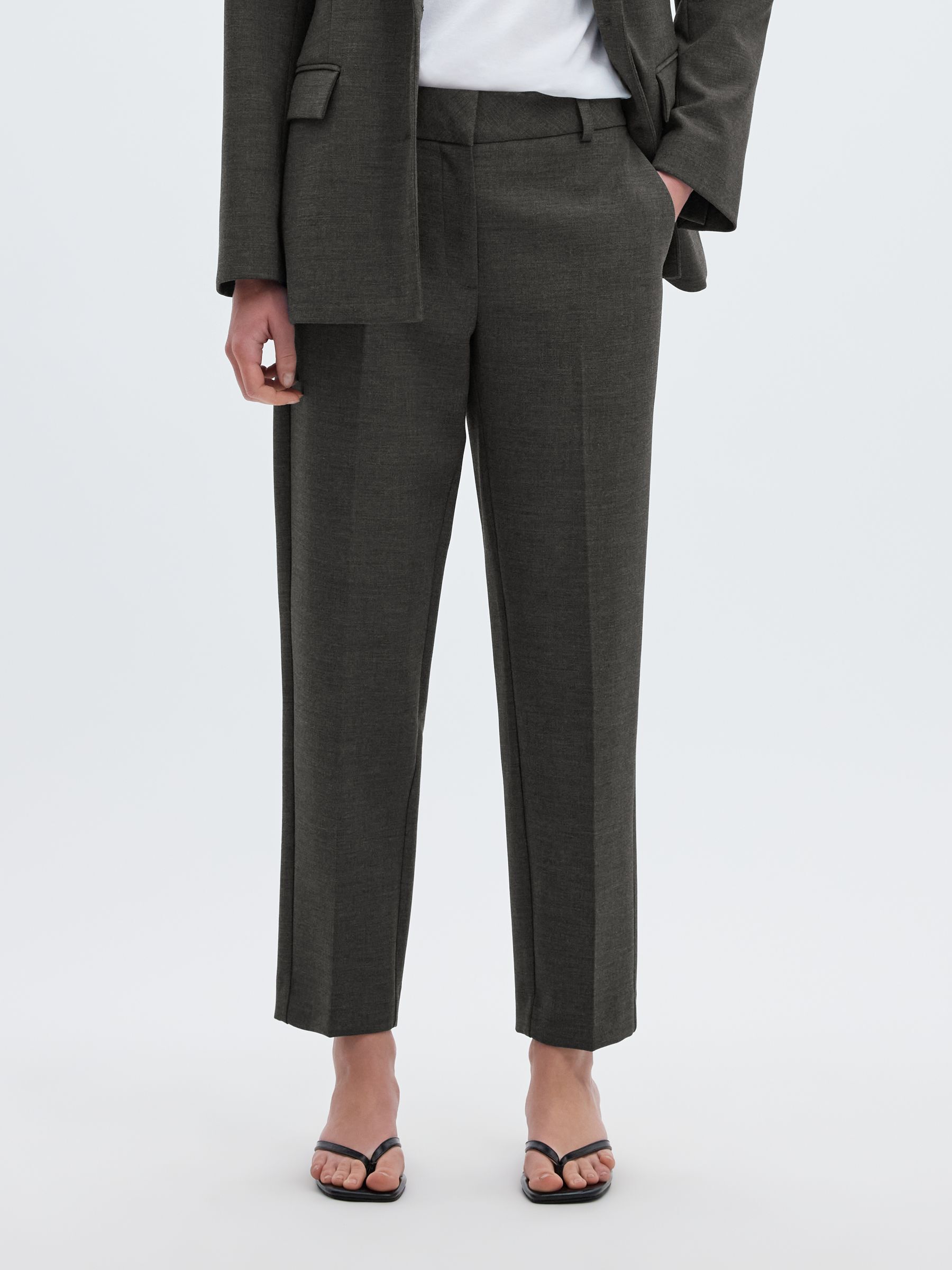 VISCOSE BLEND CROPPED TAPERED TROUSERS