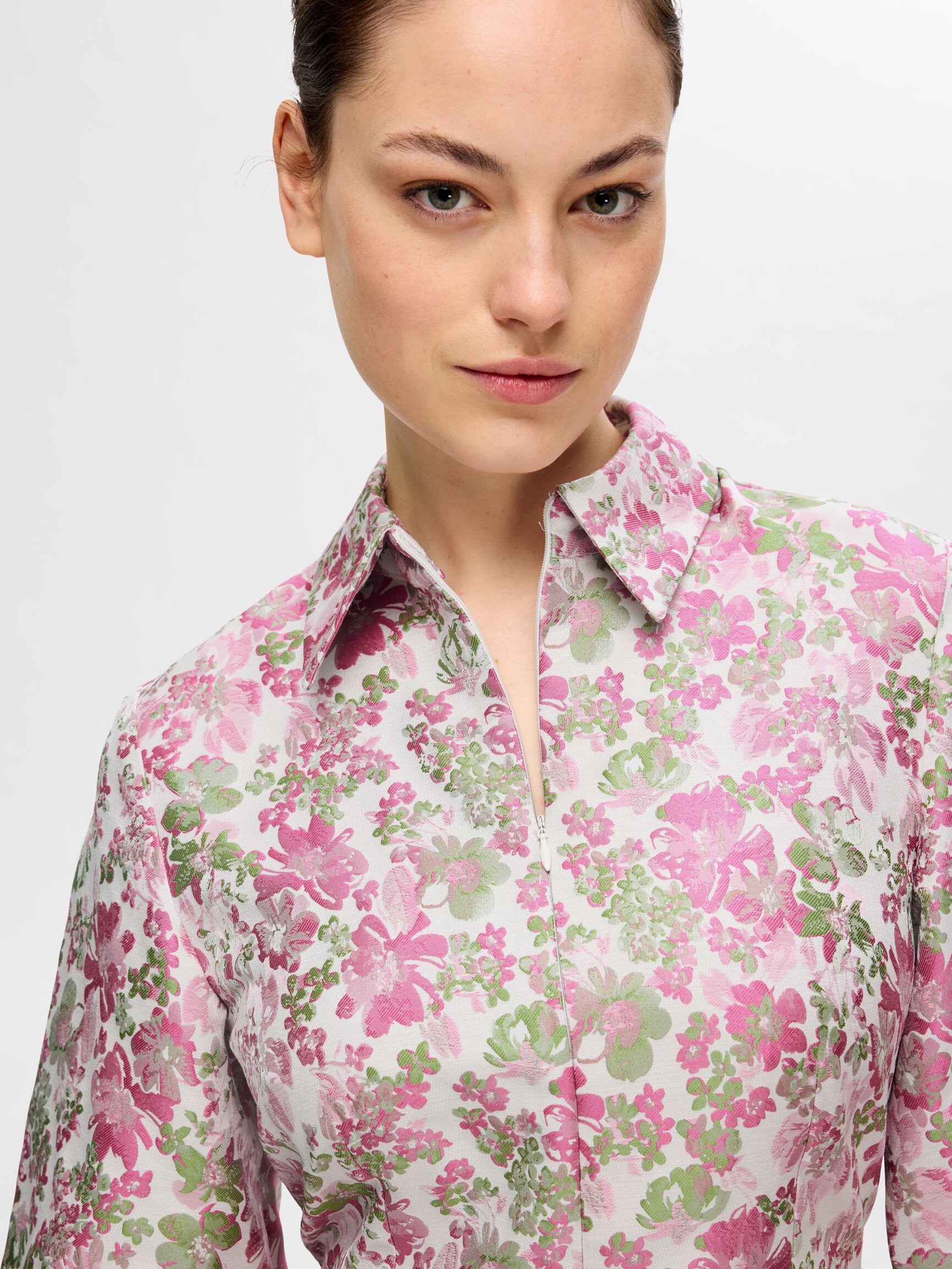 FLORAL JACQUARD MINI DRESS