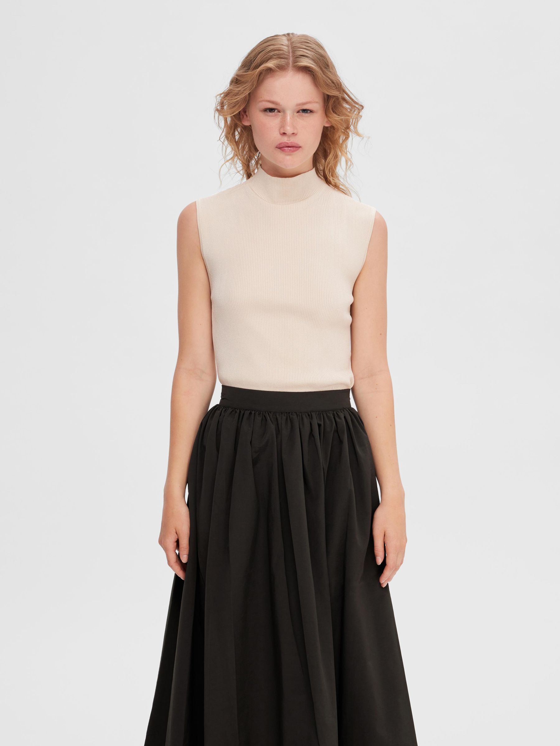 ワンピース PAROSH Women Mid Skirts D550879 013 Black HIGH-WAISTED MIDI SKIRT | Black | Selected