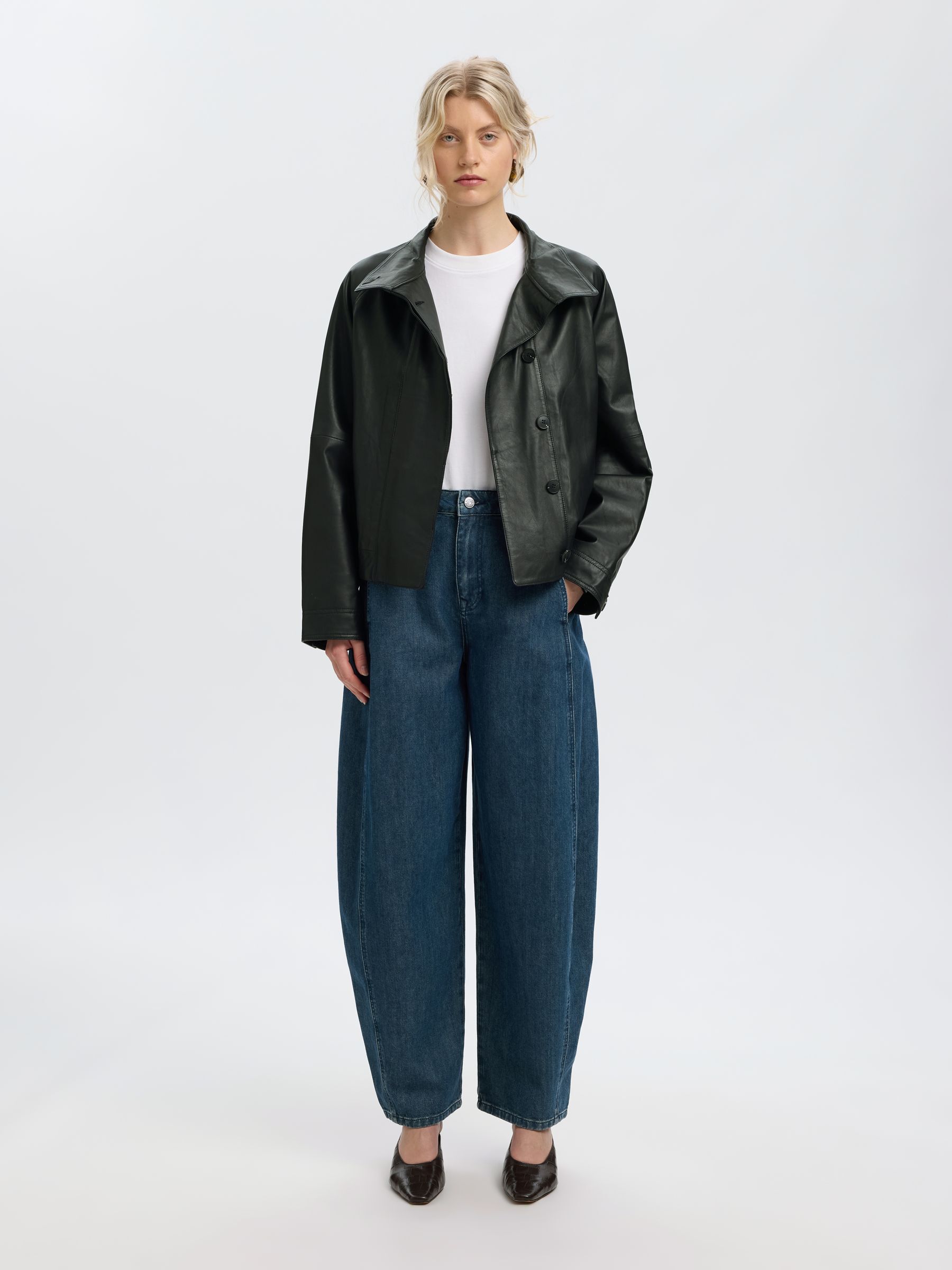 HIGH NECK LEATHER JACKET