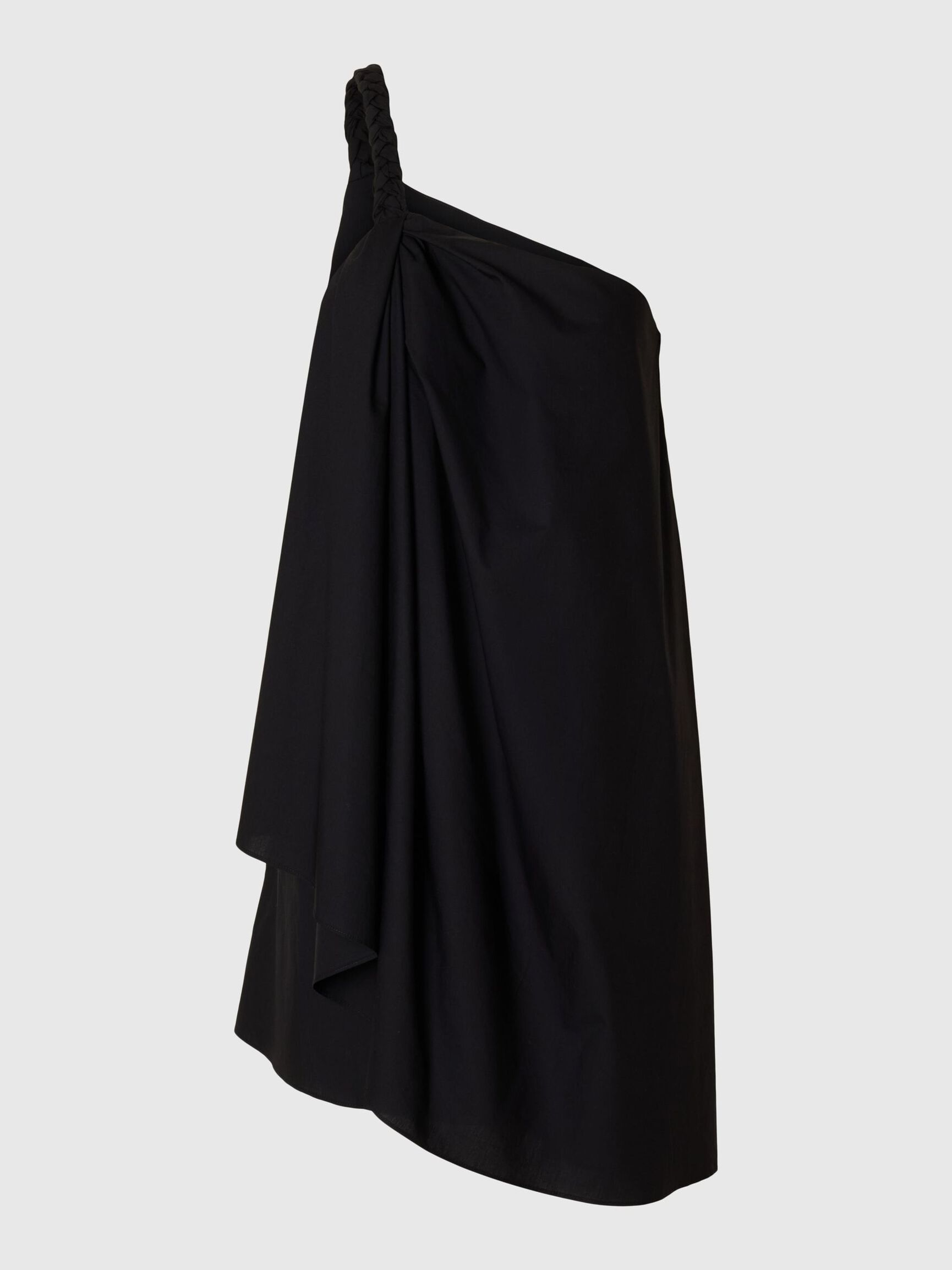 FLETTET ONE-SHOULDER-KJOLE, Black, highres
