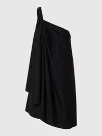 FLETTET ONE-SHOULDER-KJOLE, Black, highres
