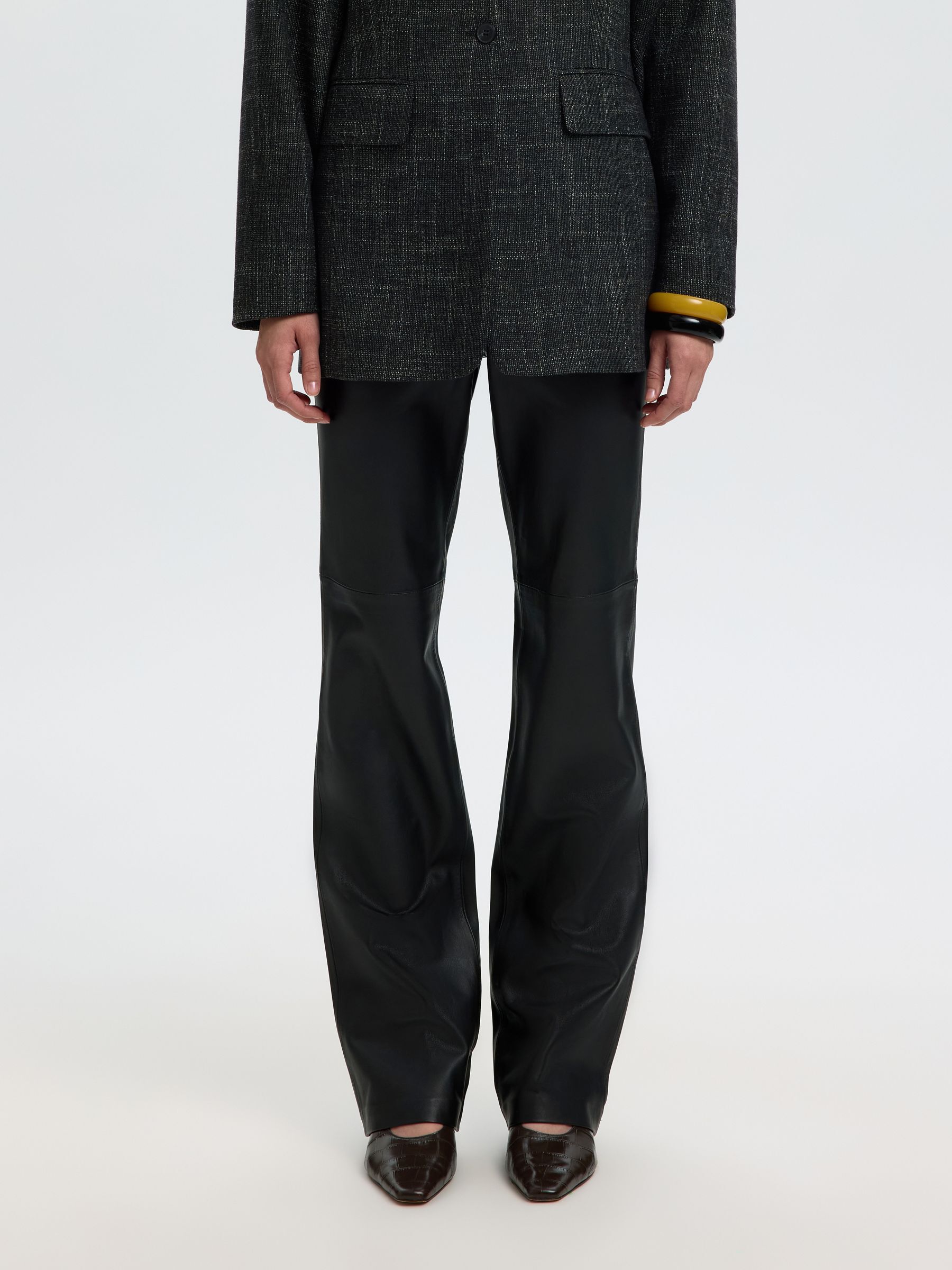 STRAIGHT FIT LEATHER TROUSERS